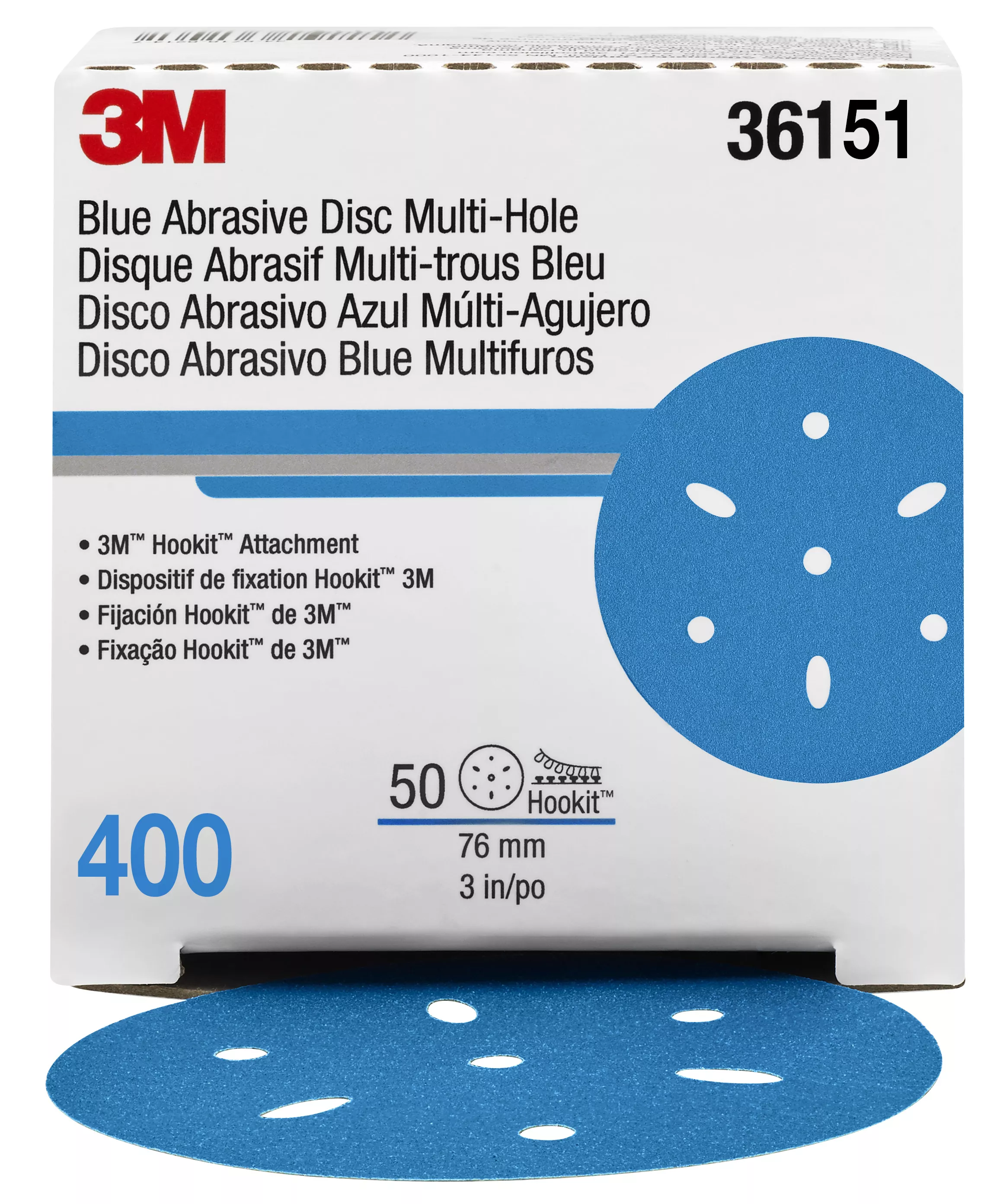 Product Number 321U | 3M™ Hookit™ Blue Abrasive Disc 321U Multi-hole