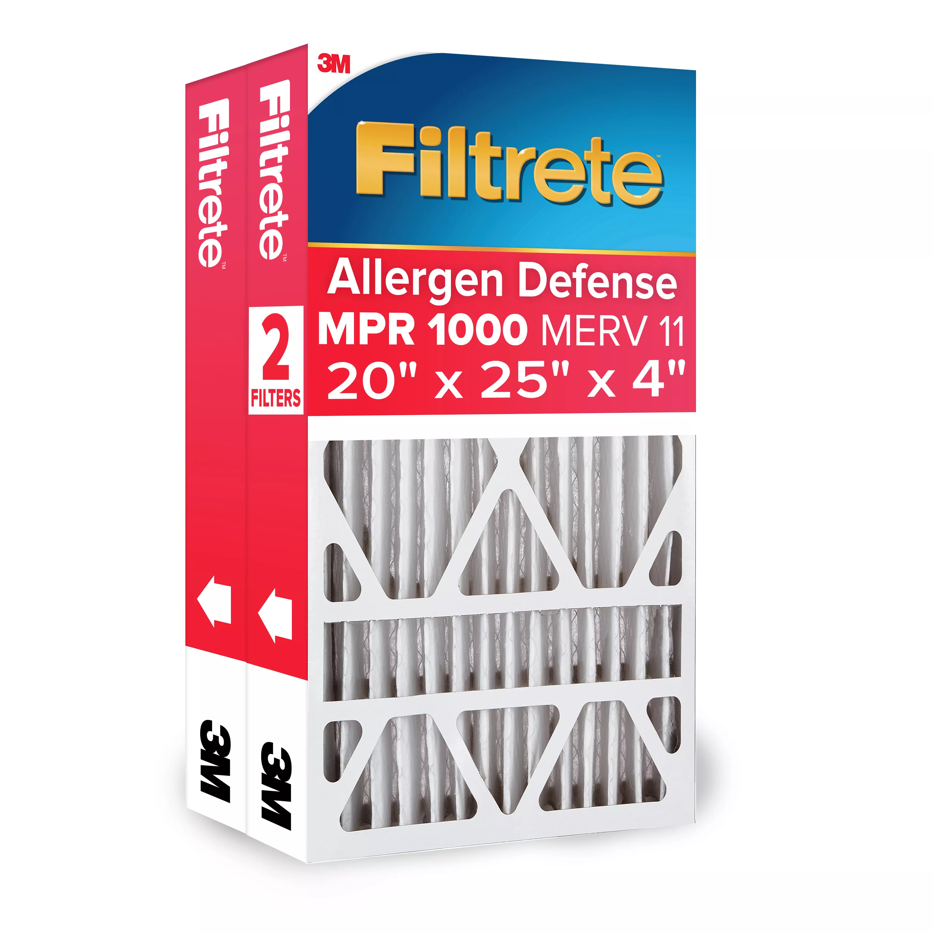 Filtrete™ High Performance Air Filter 1000 MPR NADP03-2PK-1E, 20 in x 25 in x 4 in (50.8 cm x 63.5 cm x 10.1 cm)