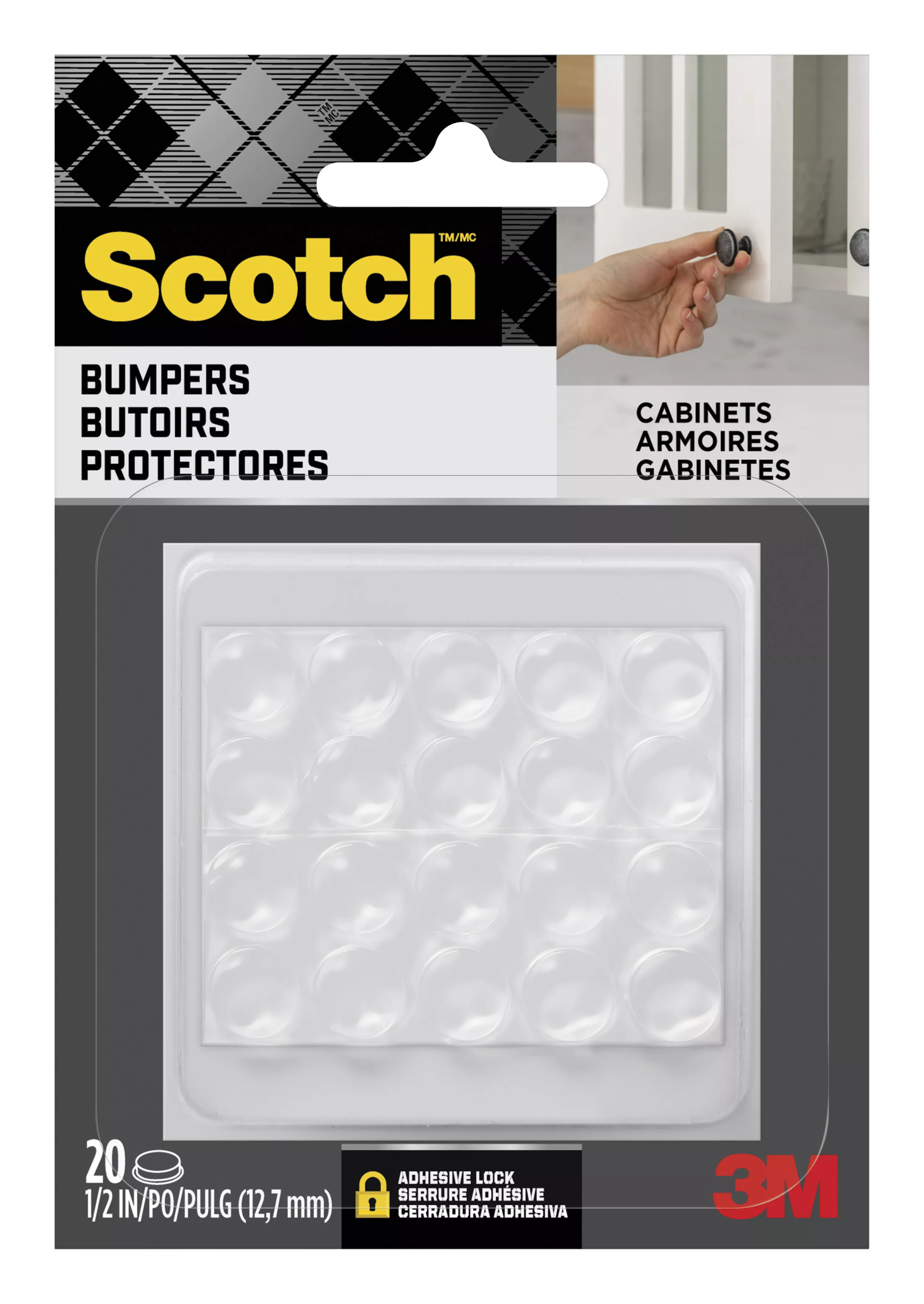 Scotch™ Self-Stick Rubber Pads SP950-NA, Clear, 1/2 in, 20/pk