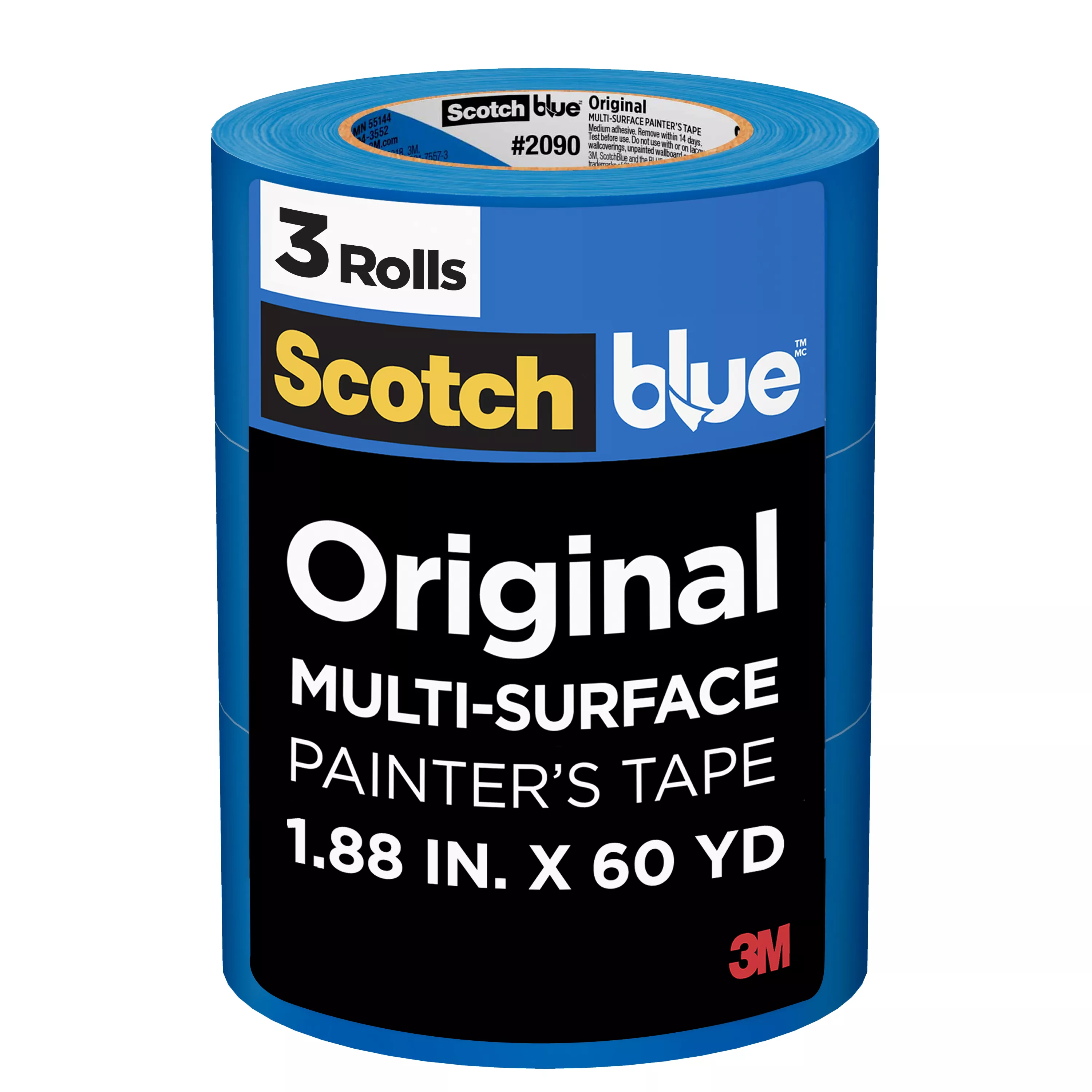 ScotchBlue™ Original Painter's Tape 2090-48EP3, 1.88 in x 60 yd (48mm x 54,8m), 3 rolls/pack