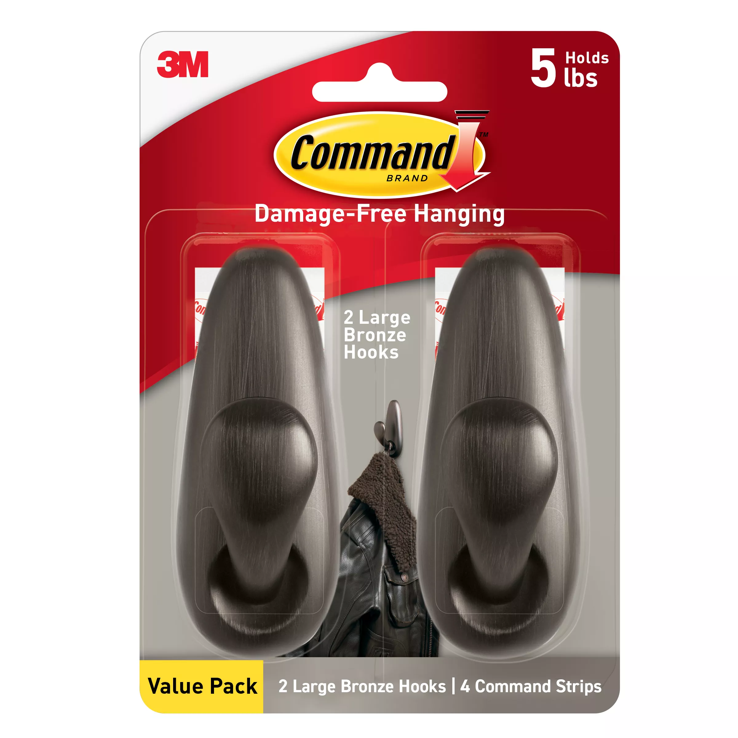 Command™ Large Forever Classic Oil Rubbed Bronze Metal Hook, FC13-ORB-2ES, 2 Pack