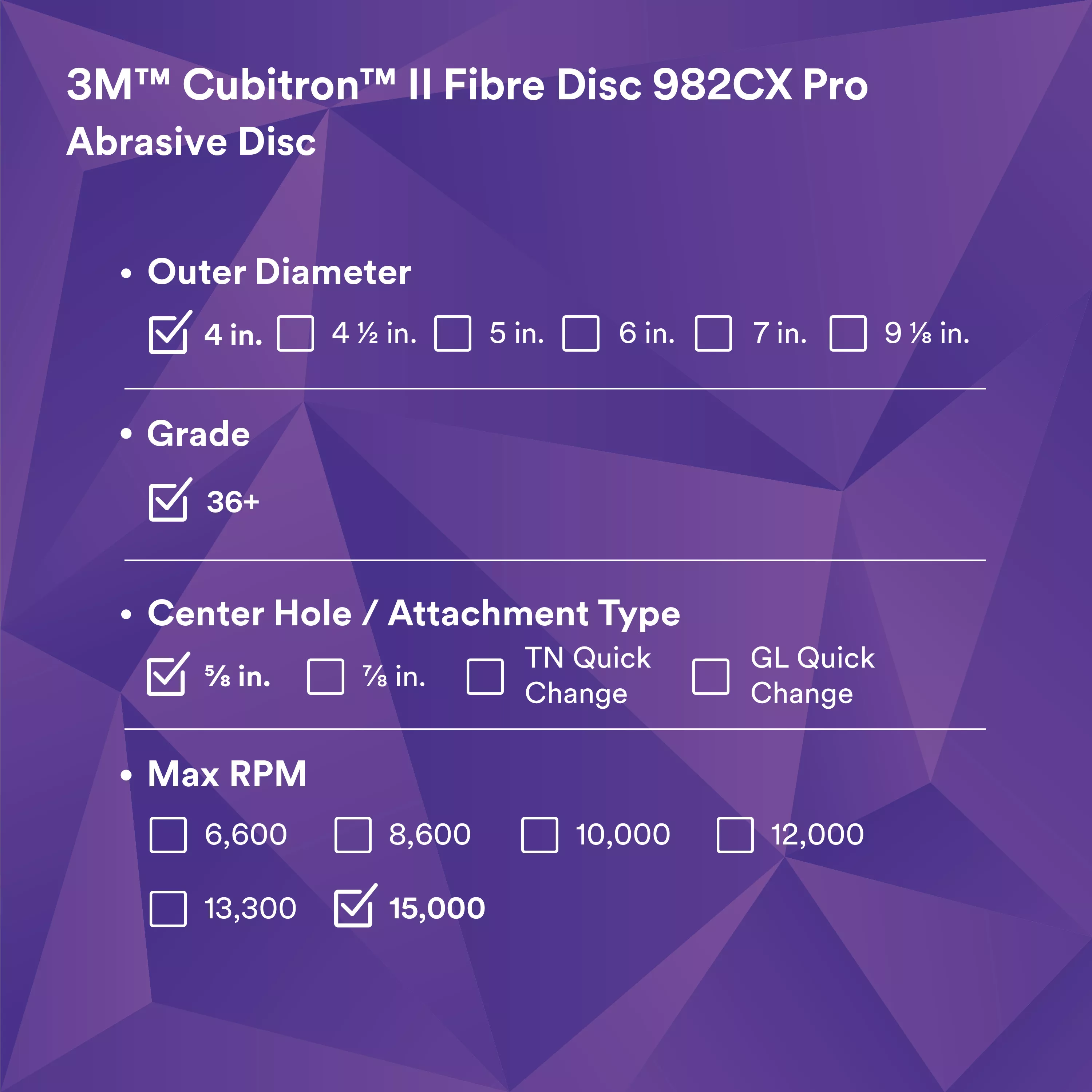 SKU 7100242928 | 3M™ Cubitron™ II Fibre Disc 982CX Pro