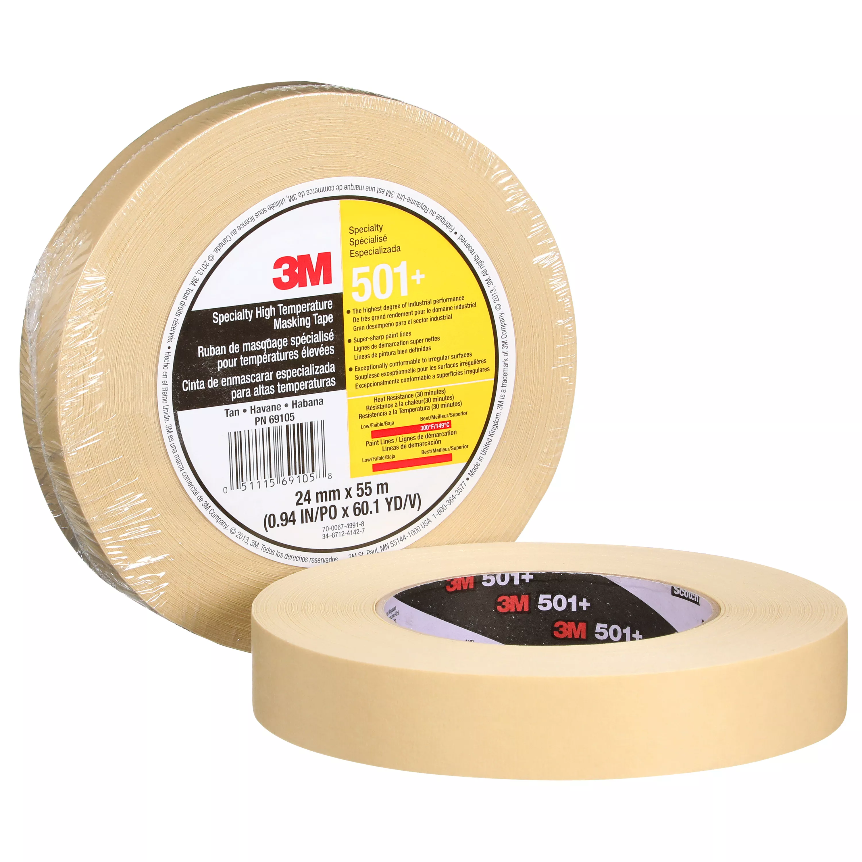 SKU 7010302439 | 3M™ Specialty High Temperature Masking Tape 501+