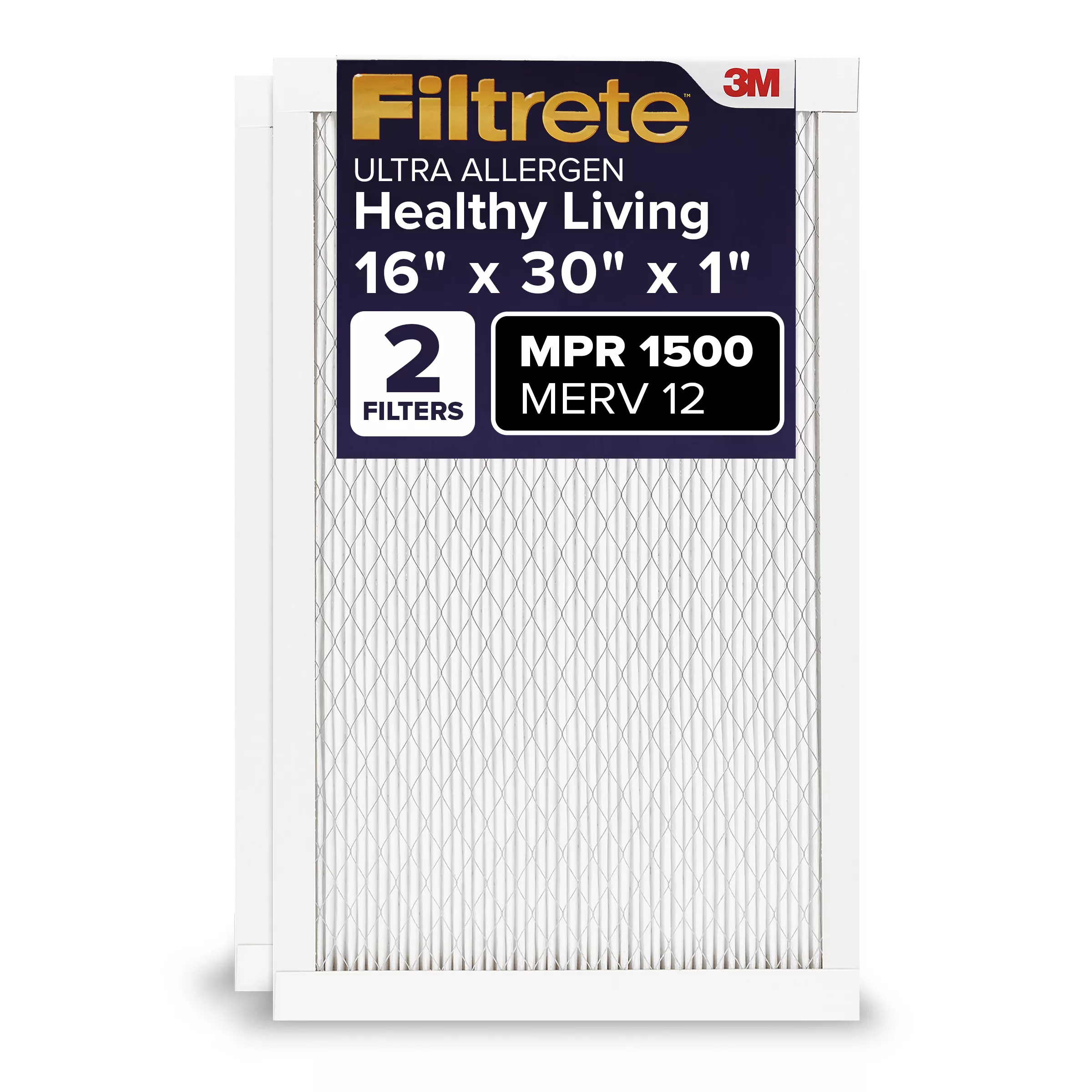 Filtrete™ Ultra Allergen Reduction Filter UR27-2PK-1E, 16 in x 30 in x 1 in (40.6 cm x 76.2 cm x 2.5 cm)