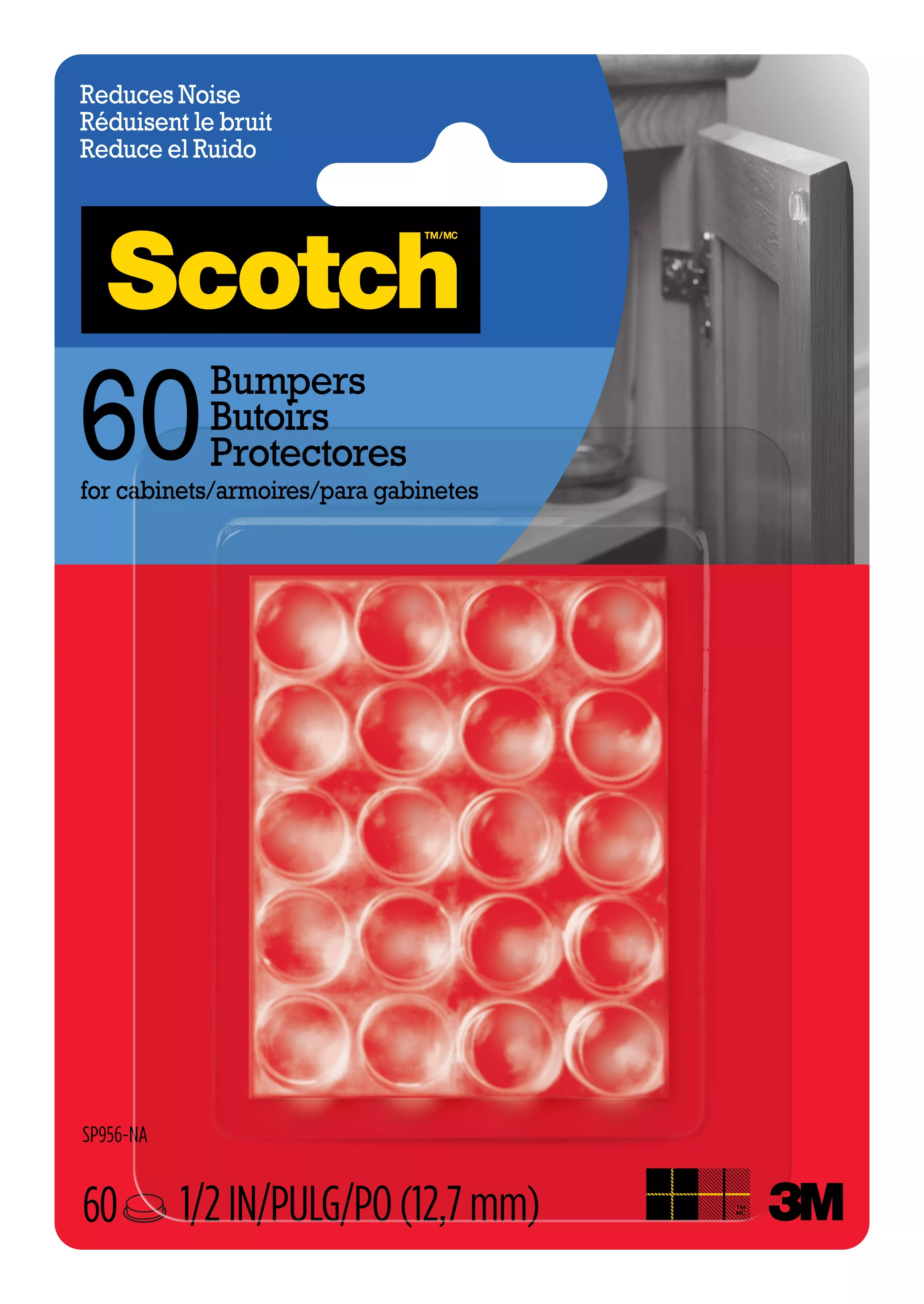 Scotch™ Bumpers SP956-NA, Round, Clear 0.5-in 60/pk