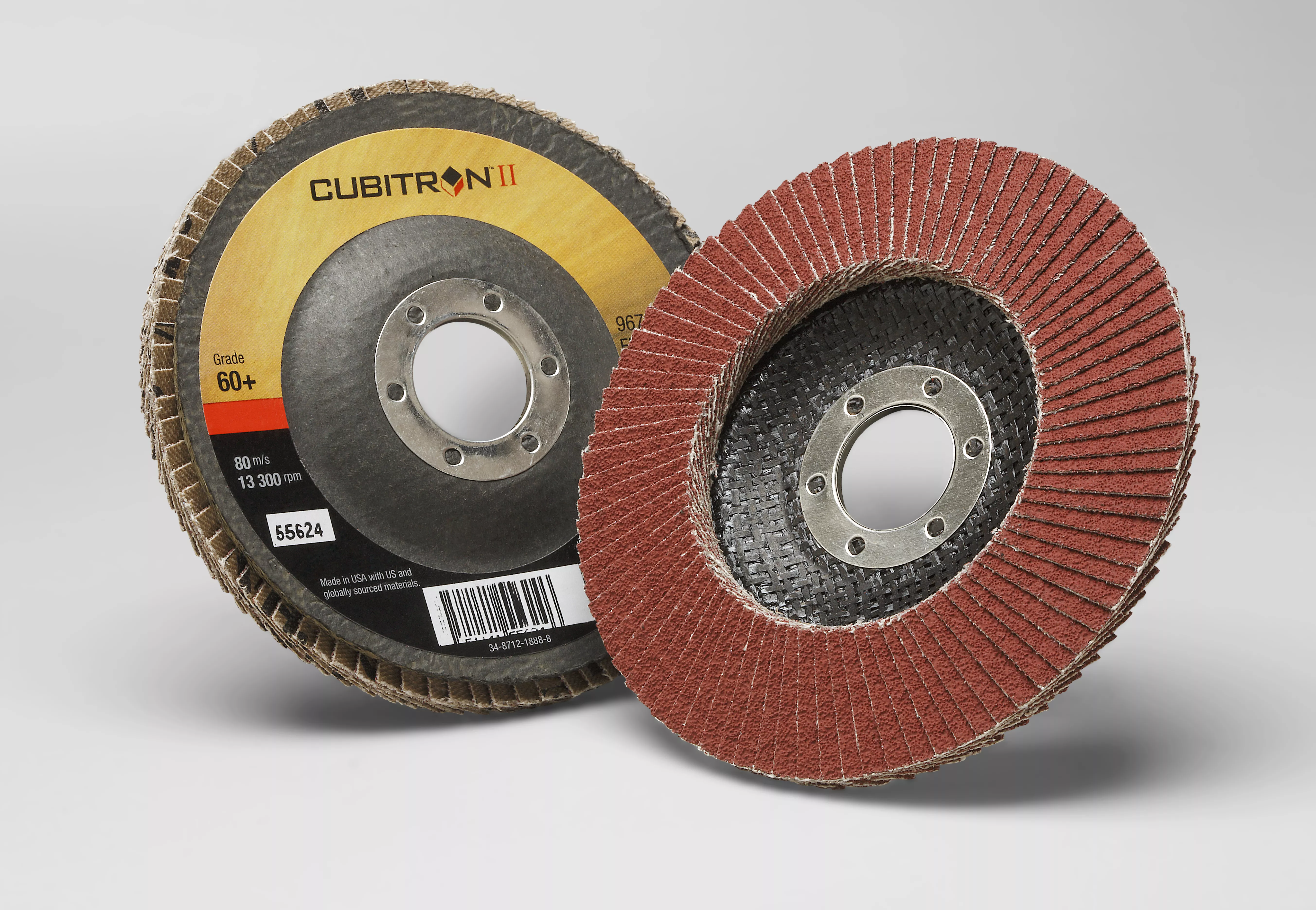 3M™ Cubitron™ II Flap Disc 967A, 60+, T29, 4-1/2 in x 7/8 in, 10 ea/Case