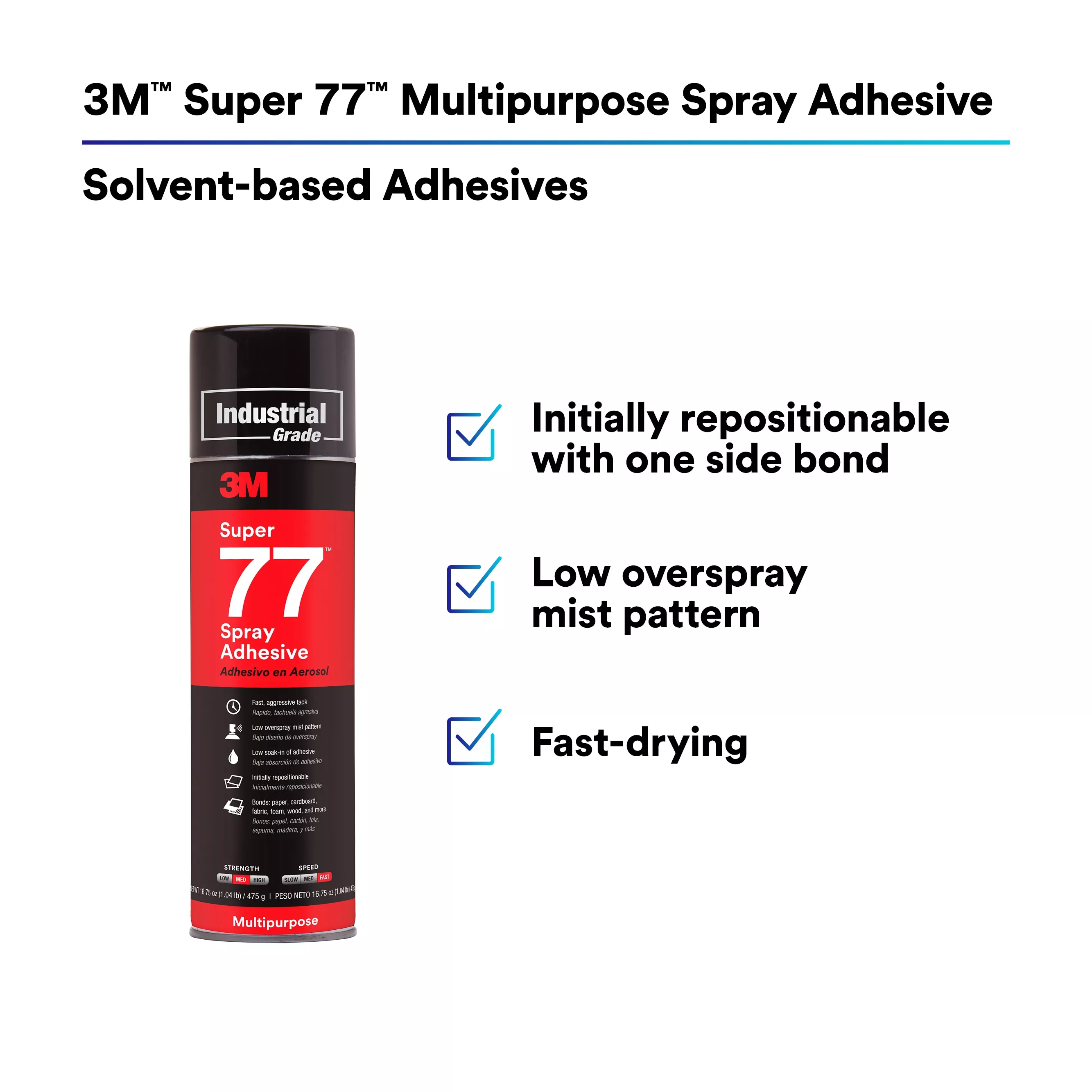 SKU 7000000931 | 3M™ Super 77™ Multipurpose Spray Adhesive