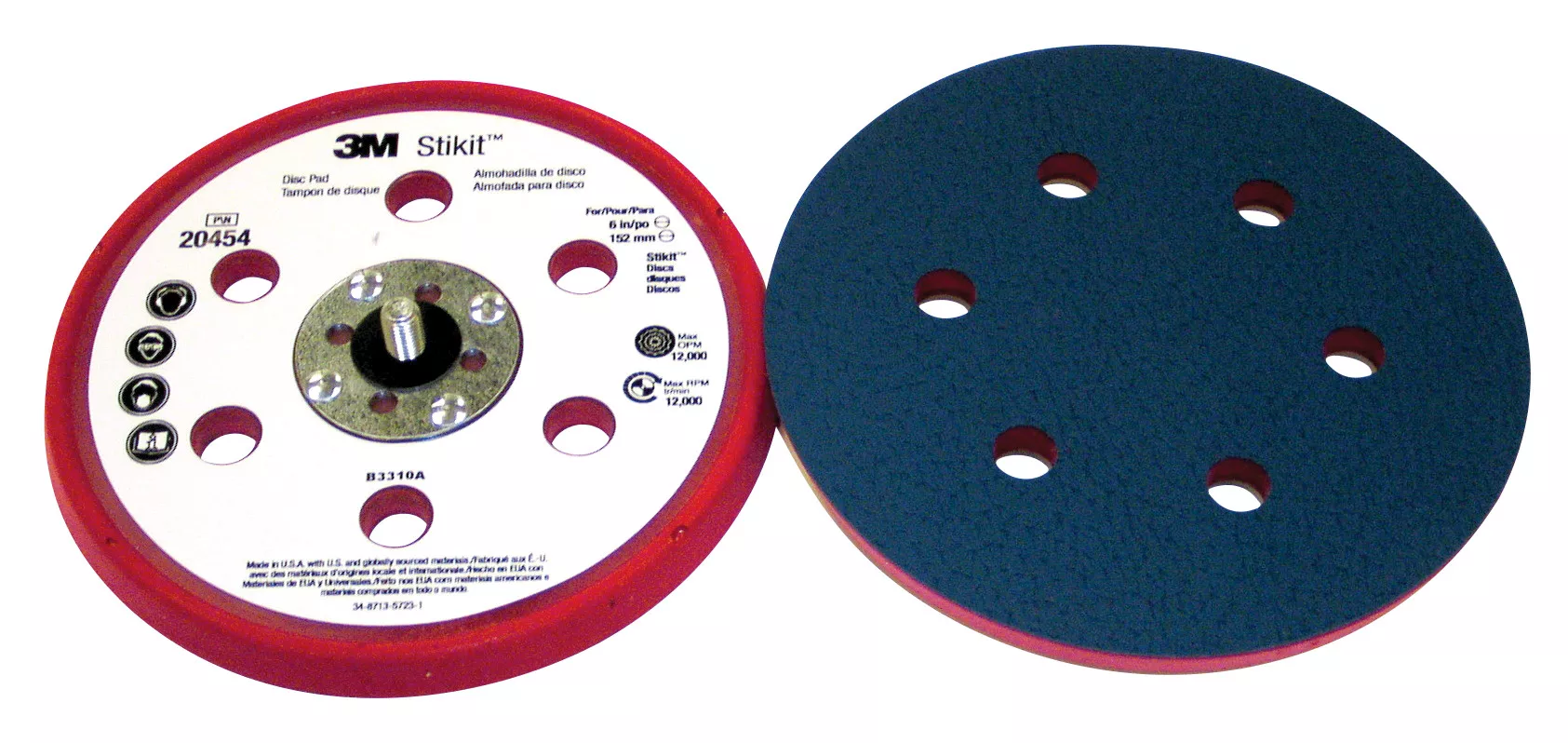 3M™ Stikit™ Low Profile Disc Pad, 20454, 6 in x 3/8 in x 5/16-24 External, D/F, 10 ea/Case