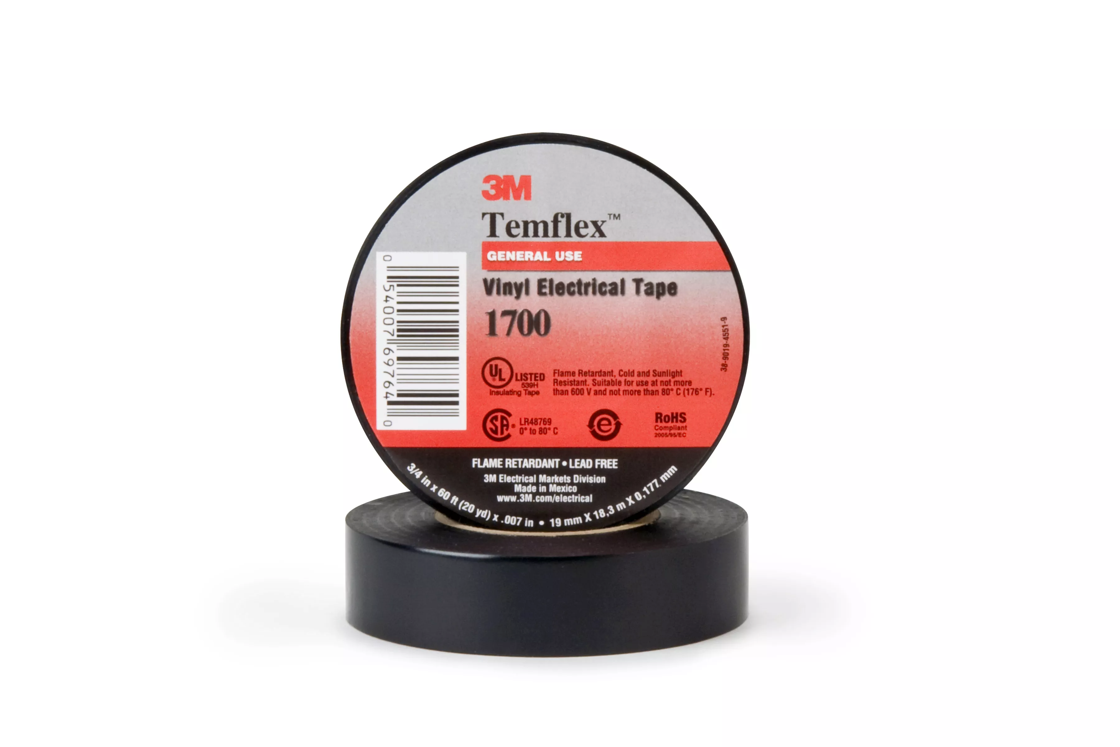 Product Number 1700-1X66FT-K | 3M™ Temflex™ Vinyl Electrical Tape 1700