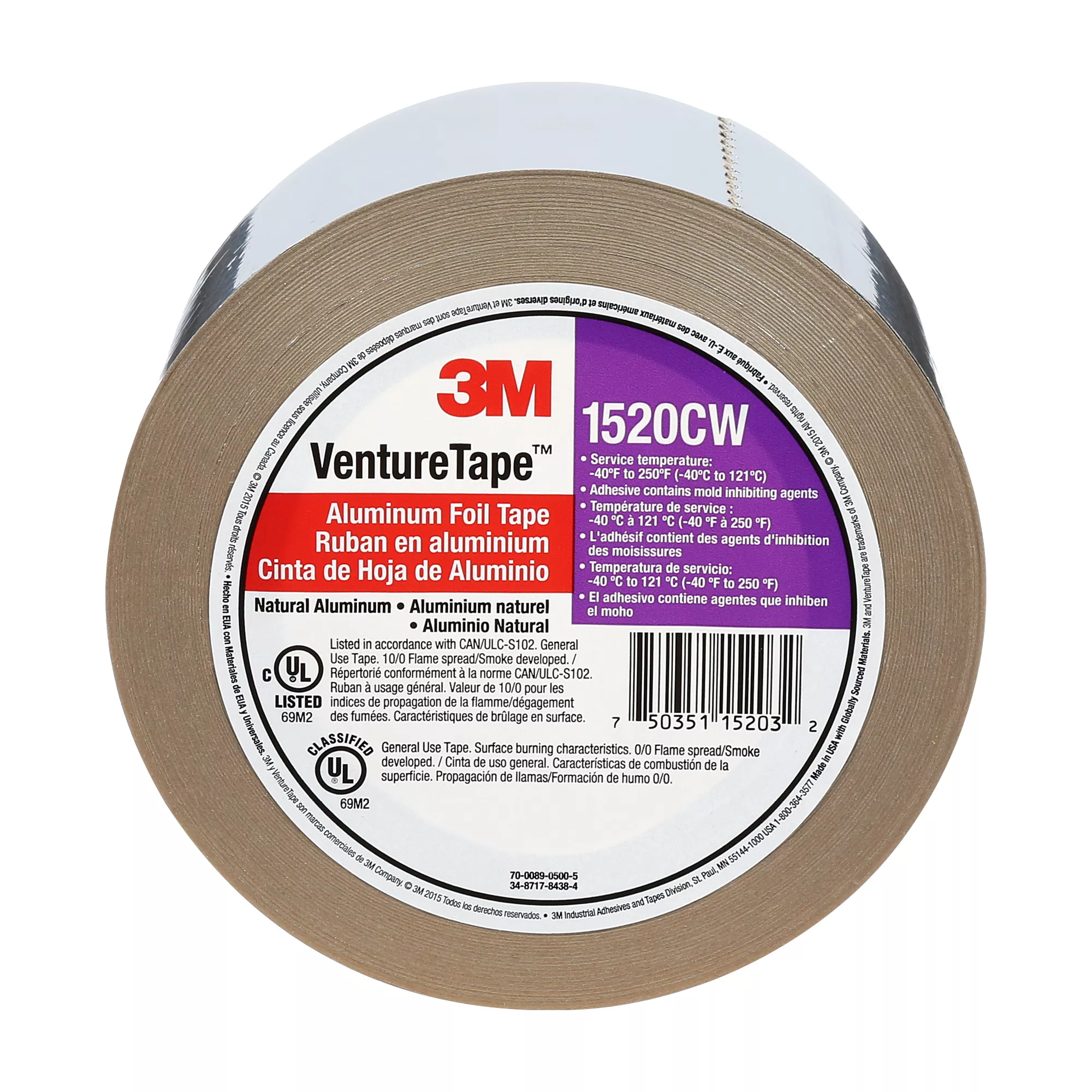 SKU 7100043962 | 3M™ Venture Tape™ Aluminum Foil Tape 1520CW