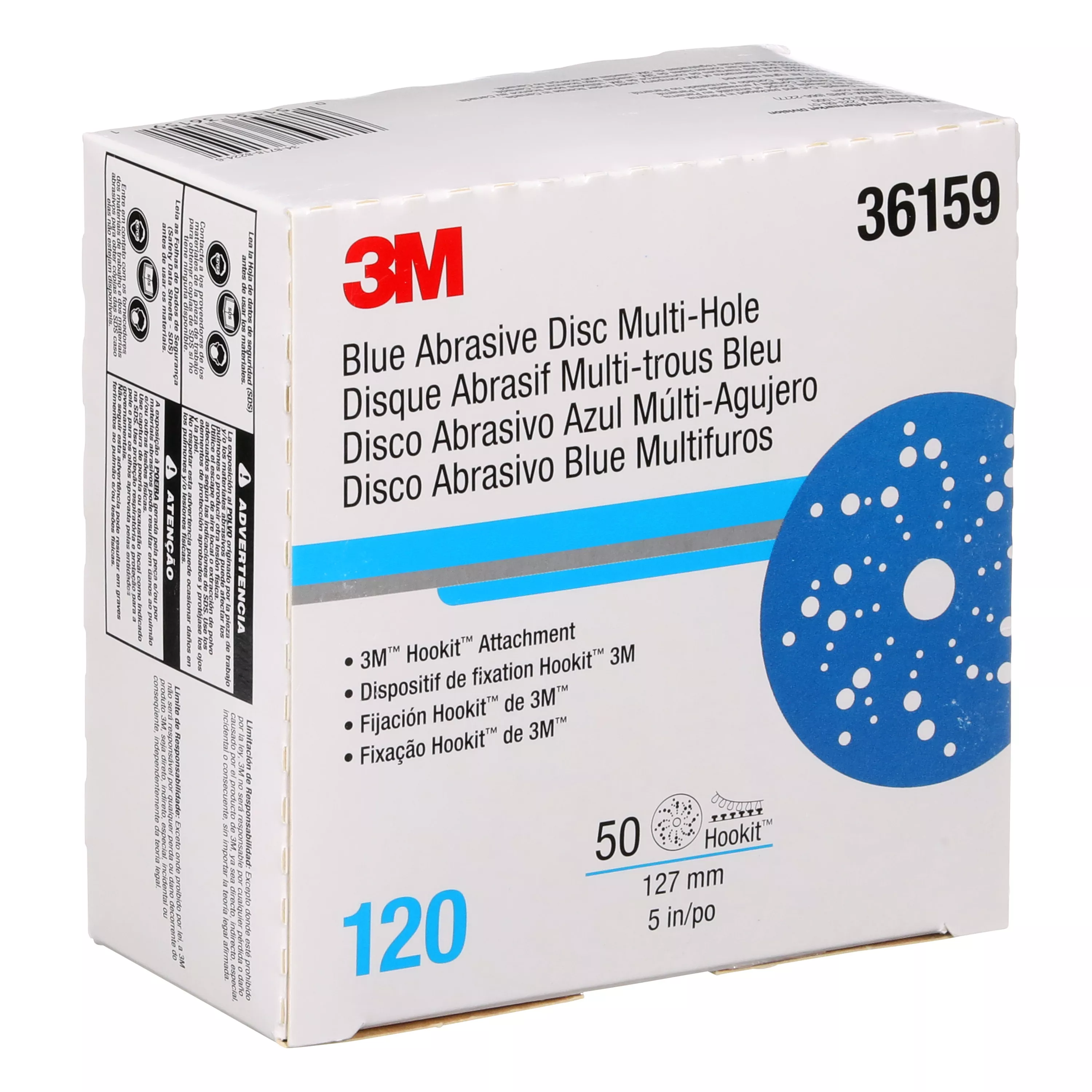 SKU 7100090976 | 3M™ Hookit™ Blue Abrasive Disc 321U Multi-hole