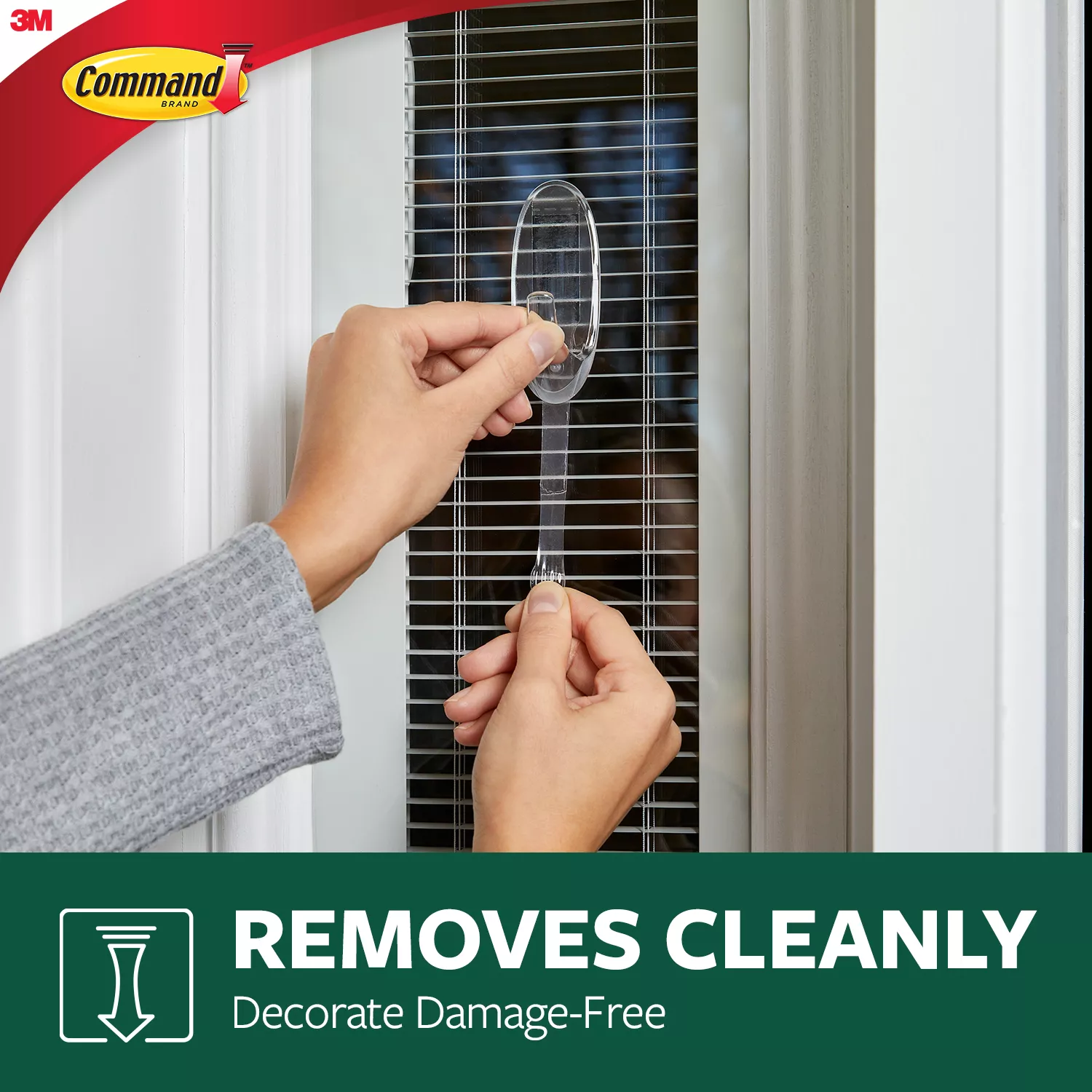 SKU 7100264579 | Command™ Large Clear Window Hook with Clear All Weather Strips 17093CLR-AWC