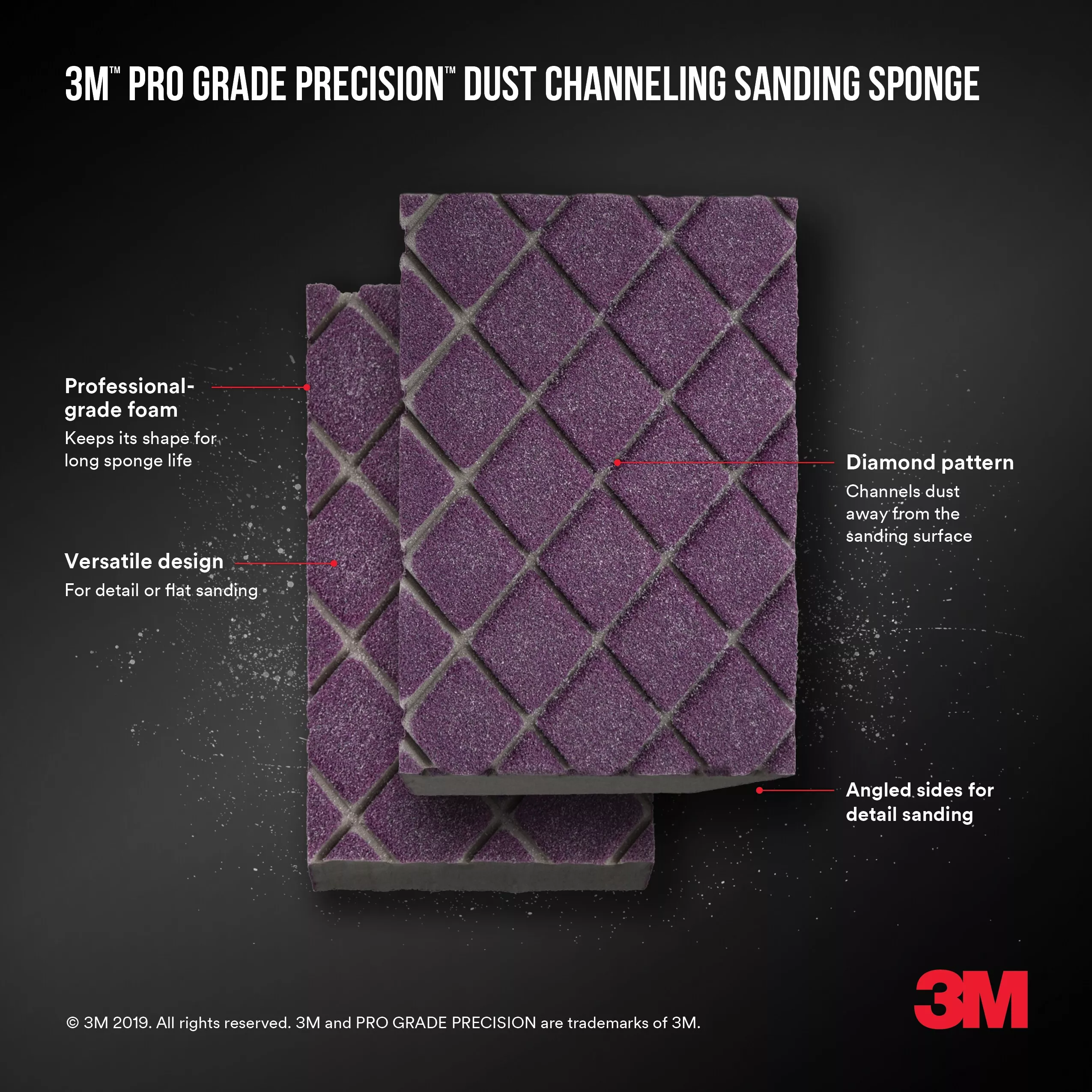 SKU 7010410803 | 3M™ Pro Grade Precision™ Dust Channeling Block Sanding Sponge 220 grit
Extra Fine