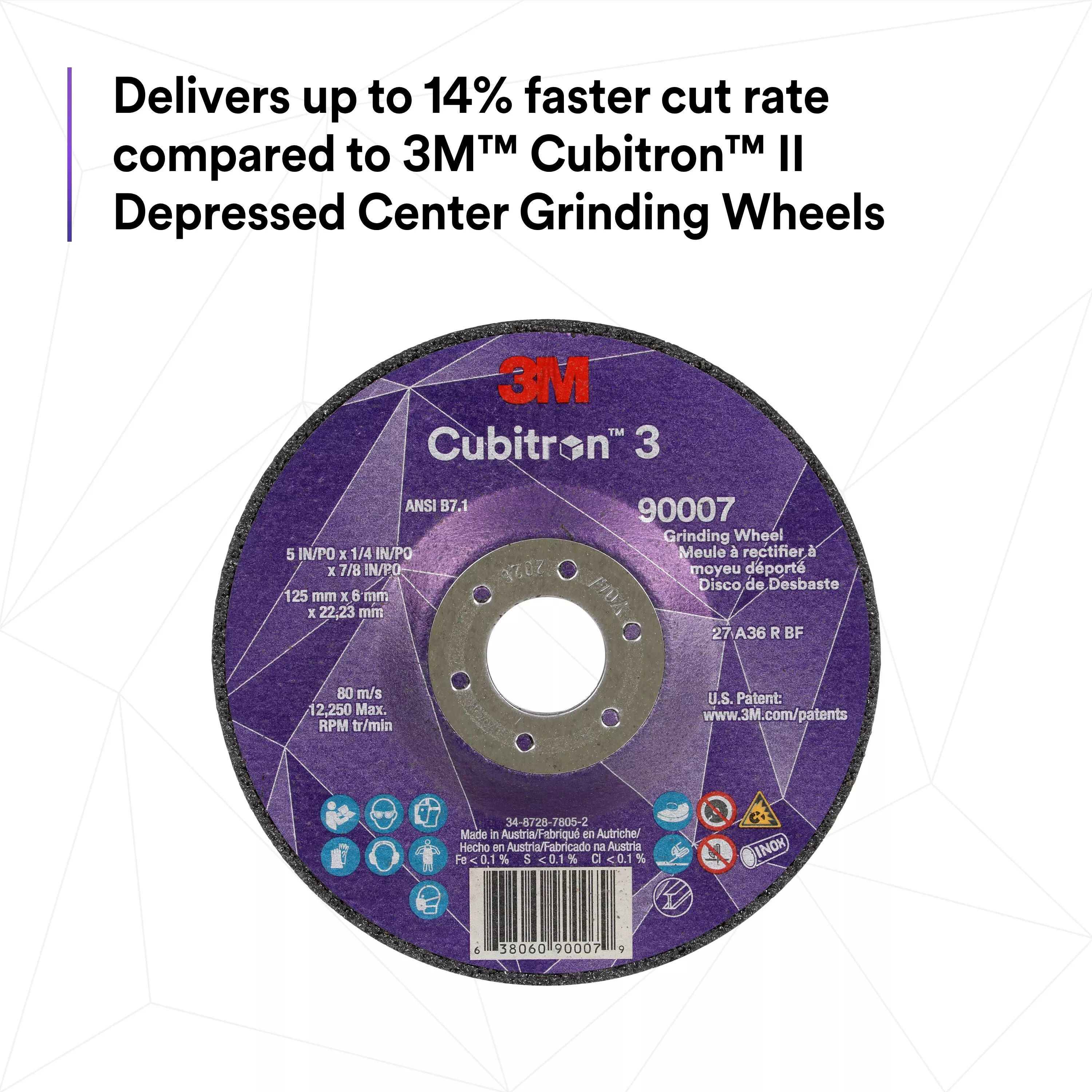 SKU 7100312965 | 3M™ Cubitron™ 3 Depressed Center Grinding Wheel