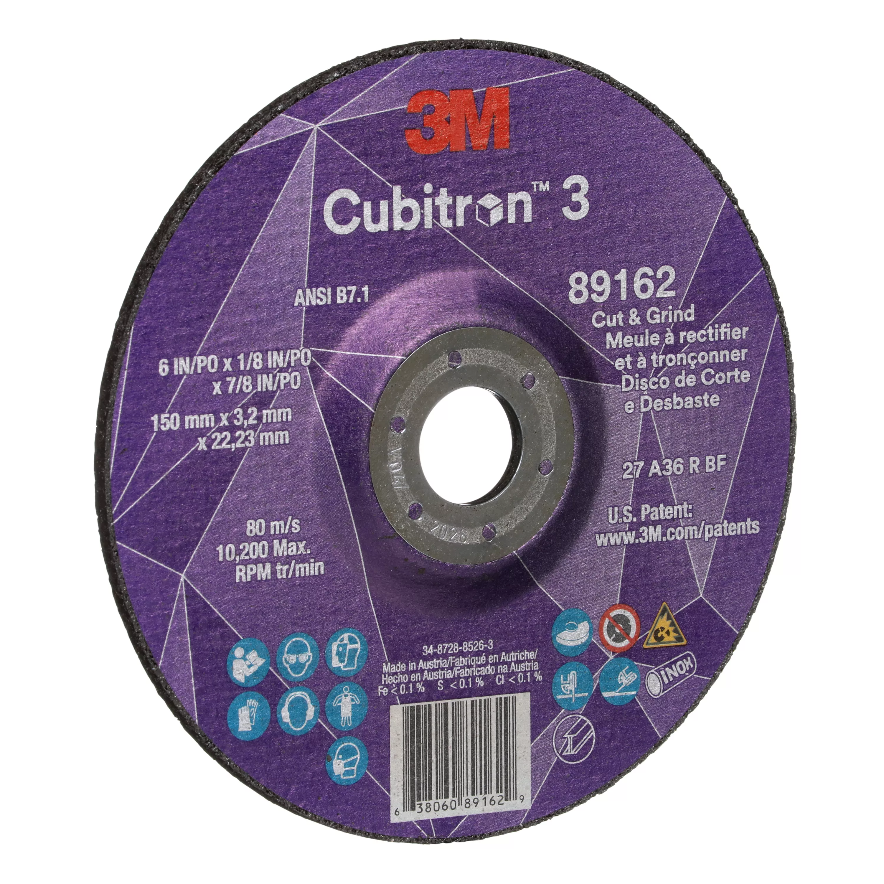 Product Number 89162 | 3M™ Cubitron™ 3 Cut and Grind Wheel