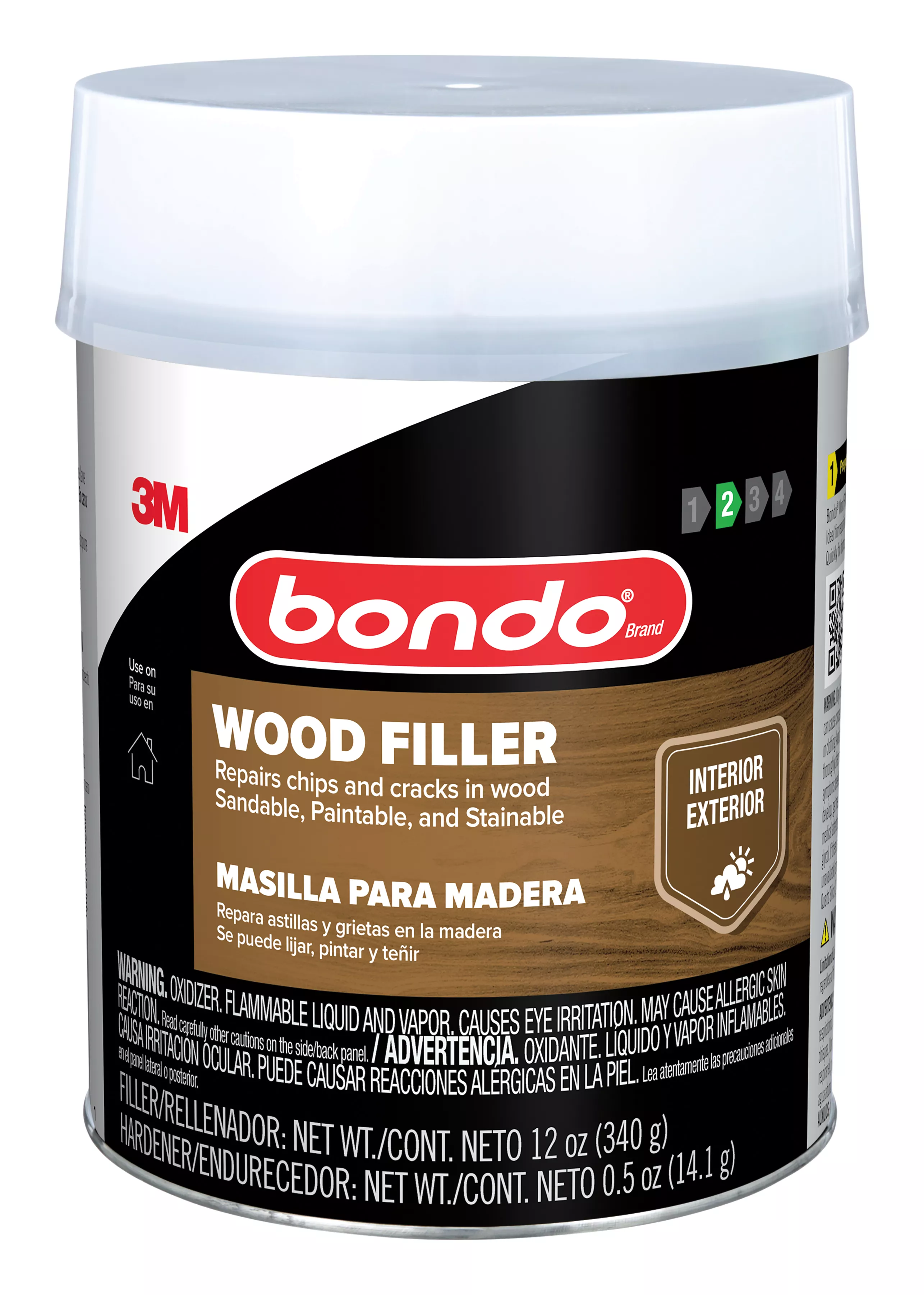 Bondo® Wood Filler WF-QT-ES, 30 oz (850.49 g), 6 per case