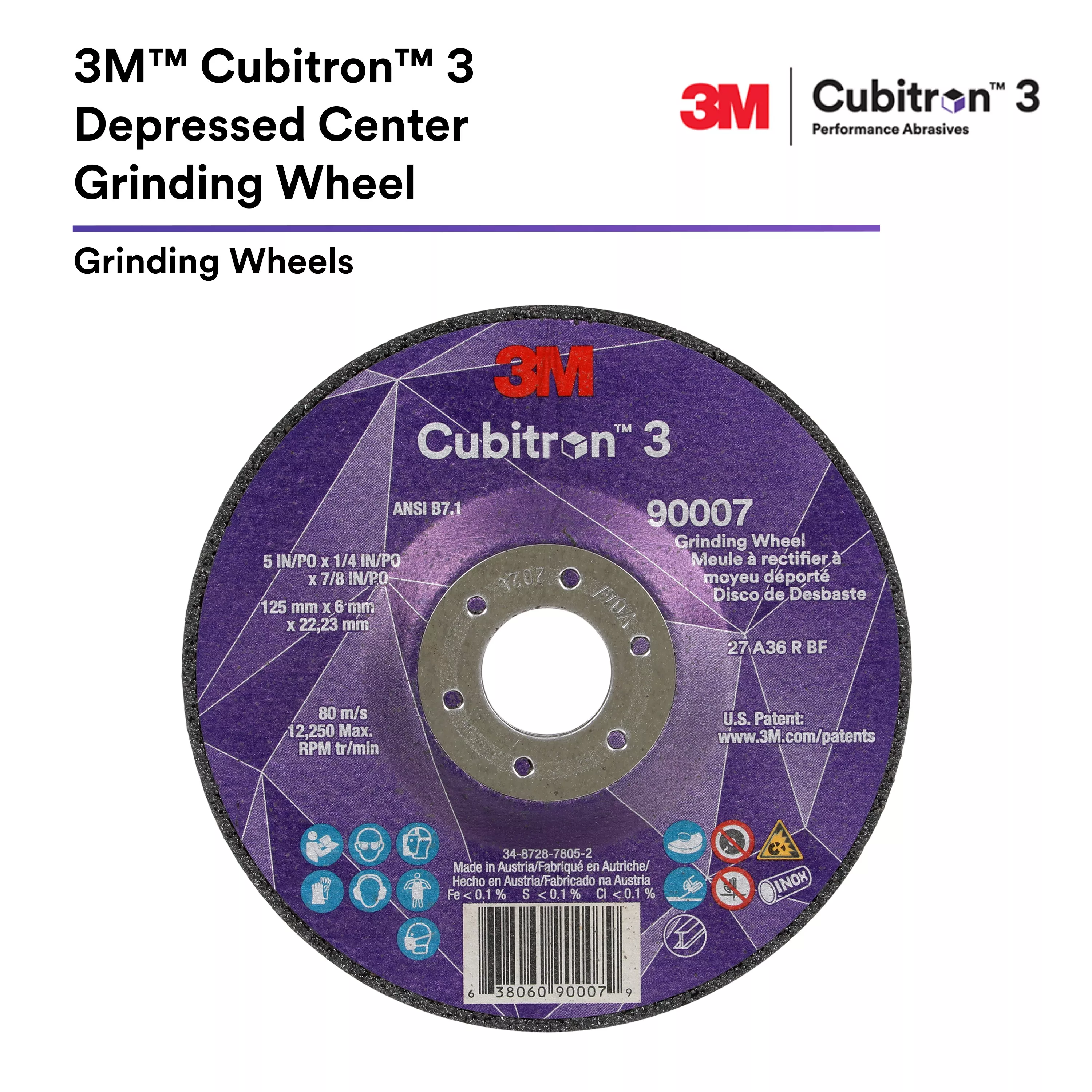 Product Number 66202 | 3M™ Cubitron™ 3 Depressed Center Grinding Wheel