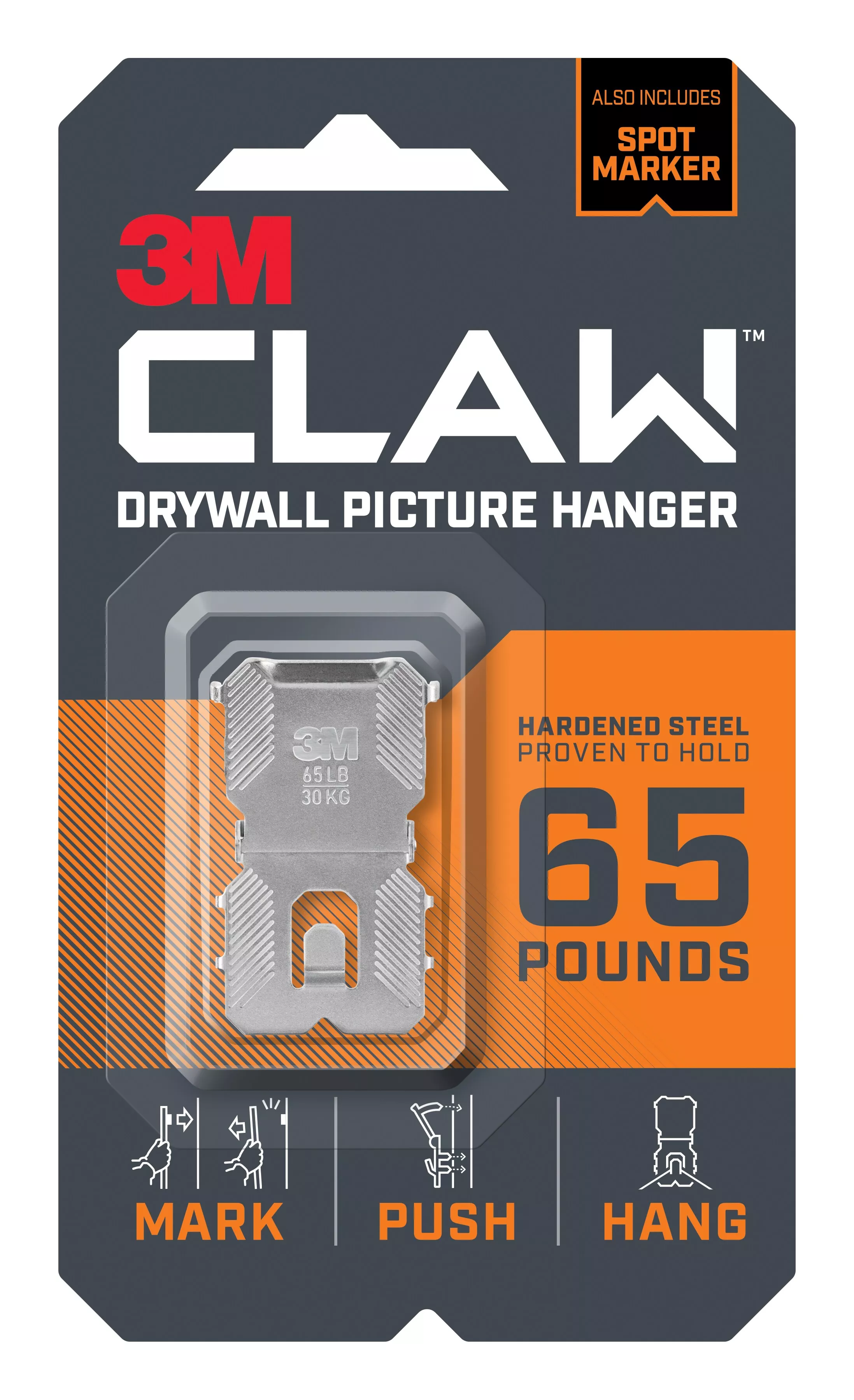 SKU 7100248597 | 3M CLAW™ 65lb Drywall Picture Hanger with Spot Marker 3PH65M-1EF