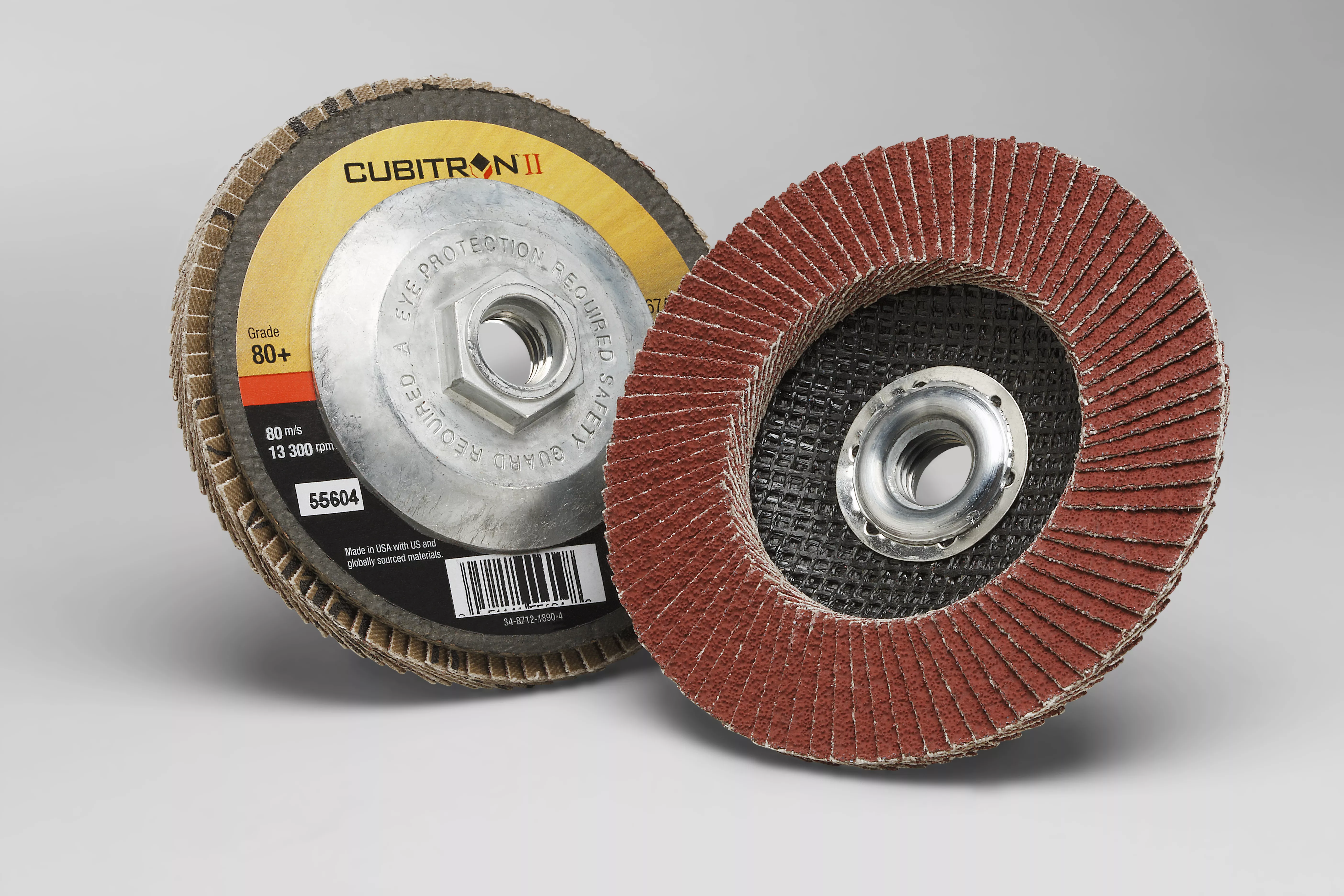 3M™ Cubitron™ II Flap Disc 967A, 80+, T27 Quick Change, 4-1/2 in x 5/8