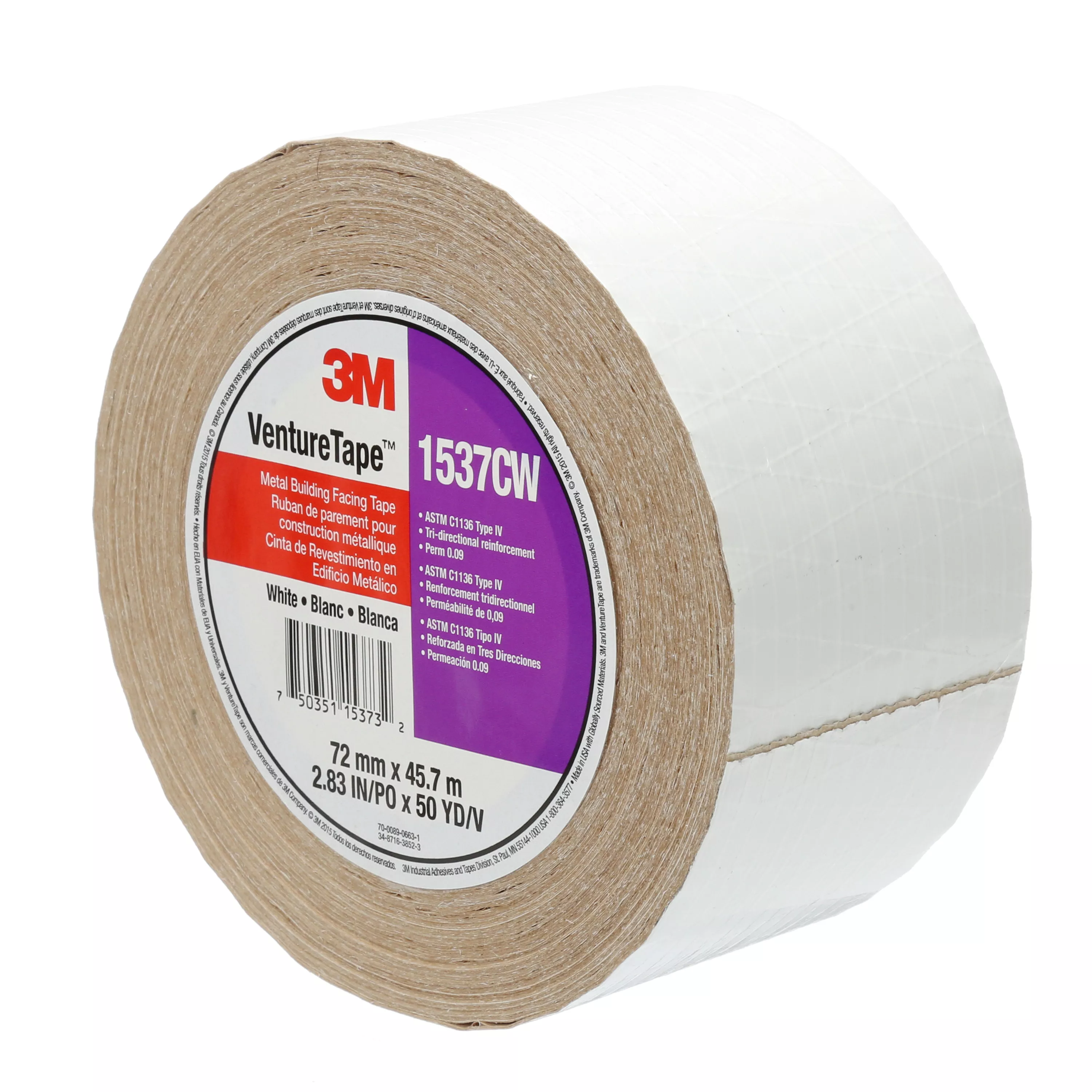 Product Number 1537CW | 3M™ Venture Tape™ Metal Building Facing Tape 1537CW