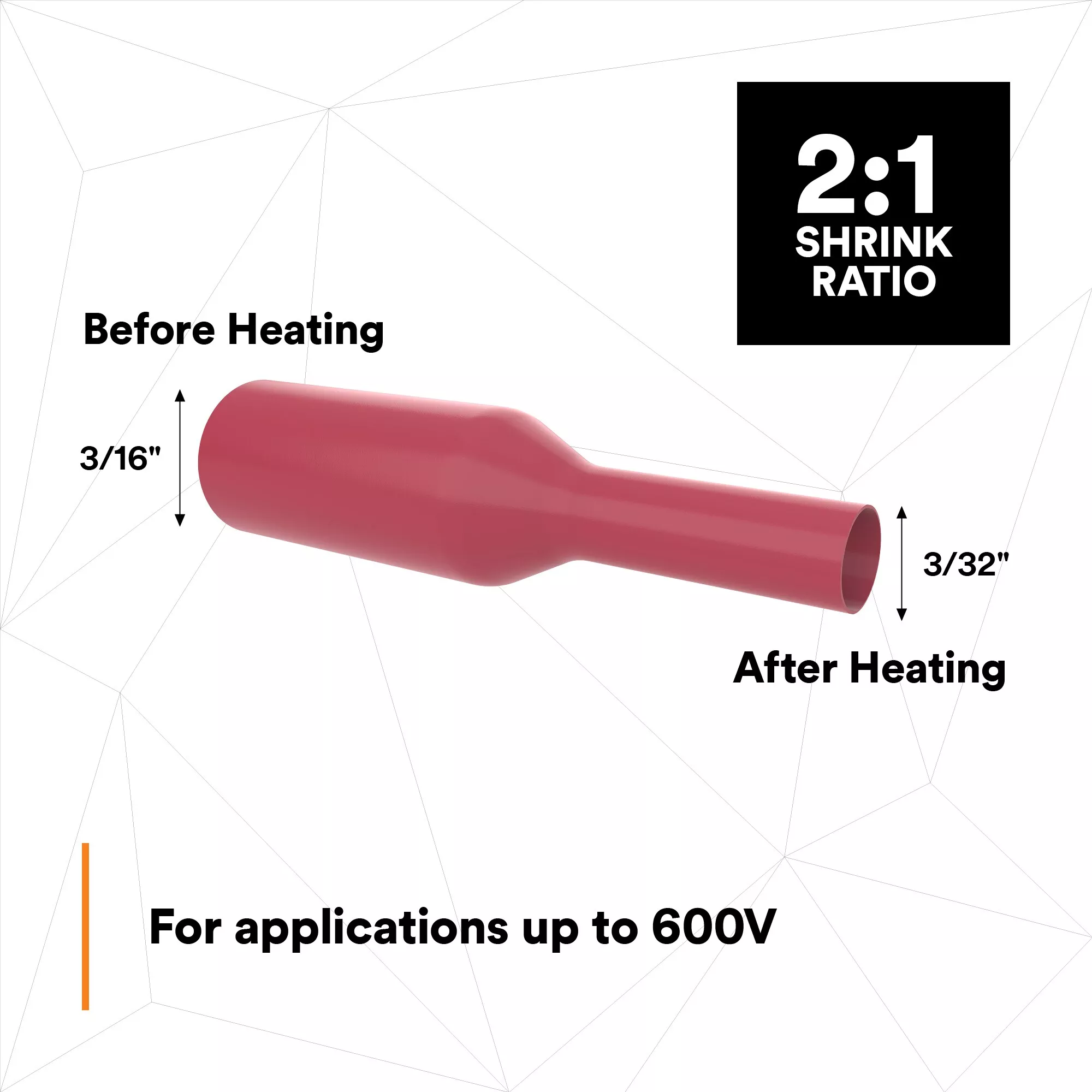 SKU 7010396214 | 3M™ Heat Shrink Thin-Wall Tubing FP-301-3/16-Red-250