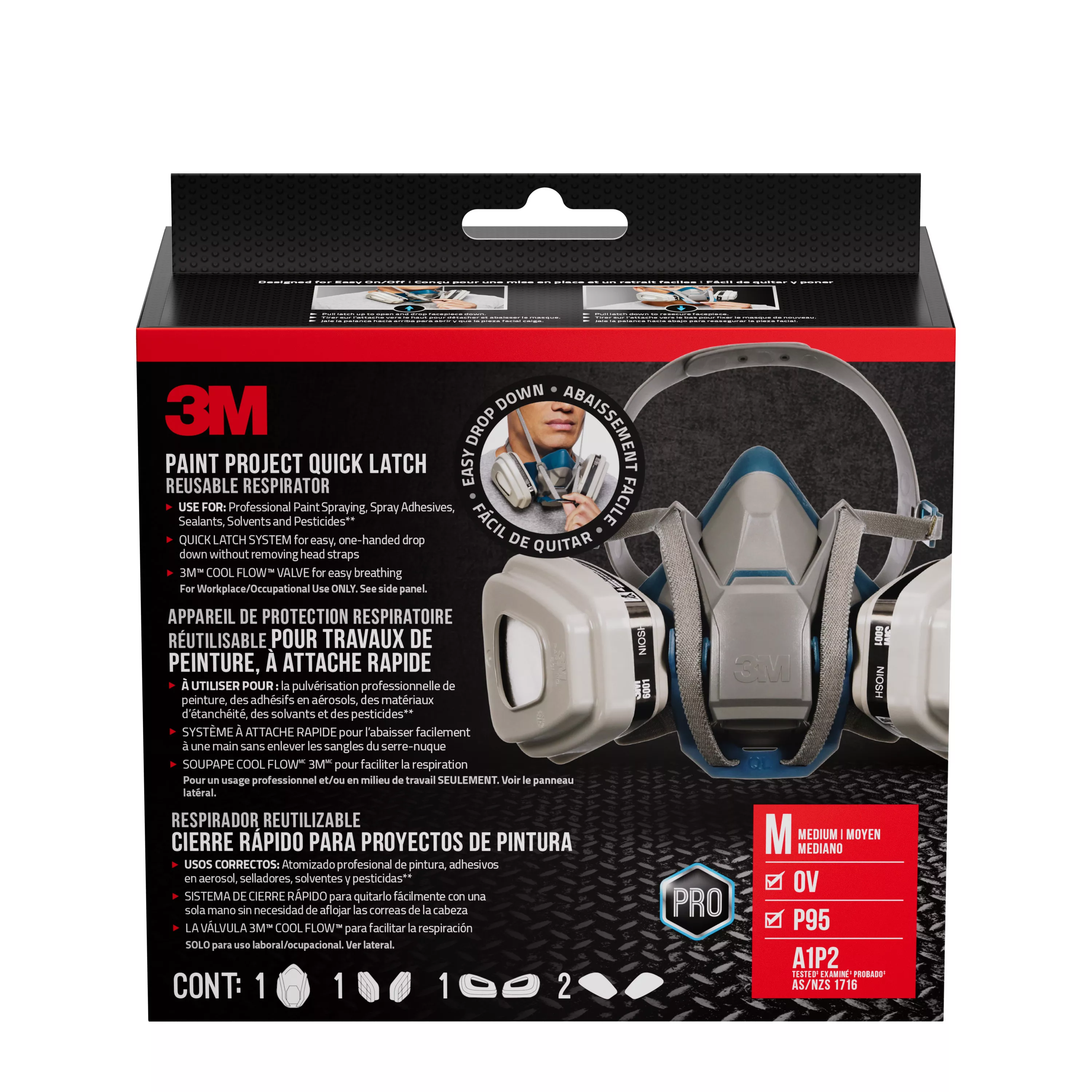 3M™ Paint Project Respirator with Quick Latch, 6502QLP1-C-PS, Size
Medium, 1 Ea/Pk,2 Pks/cs