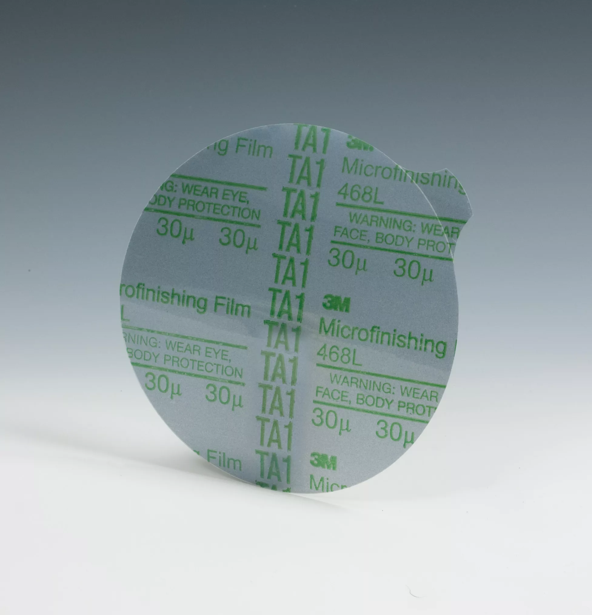 3M™ Microfinishing PSA Film Disc 468L, 30 Mic 3MIL, Type E, 5 in x NH,
Die 500X, 25/Bag, 500 ea/Case