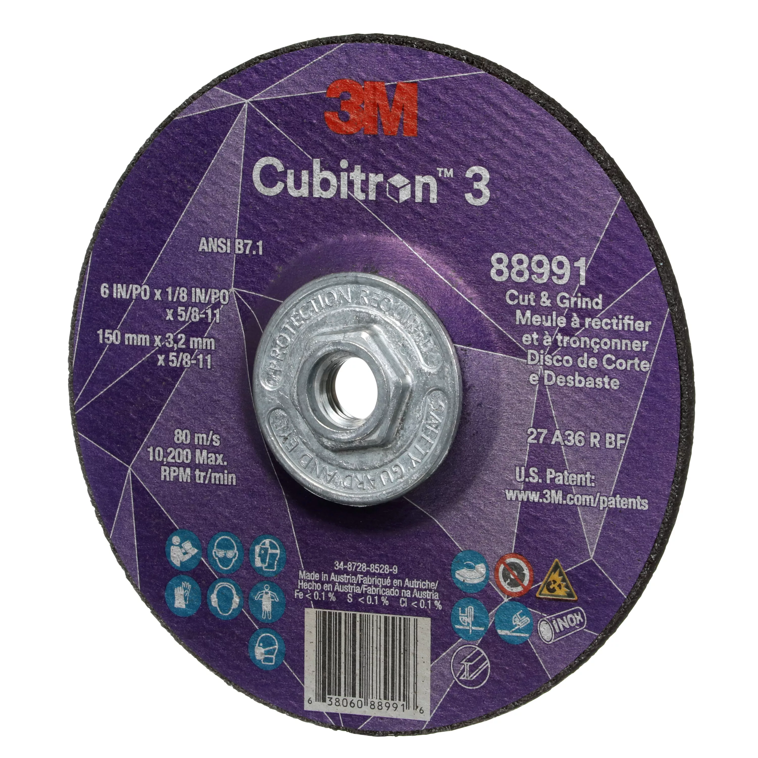 UPC 00638060889916 | 3M™ Cubitron™ 3 Cut and Grind Wheel