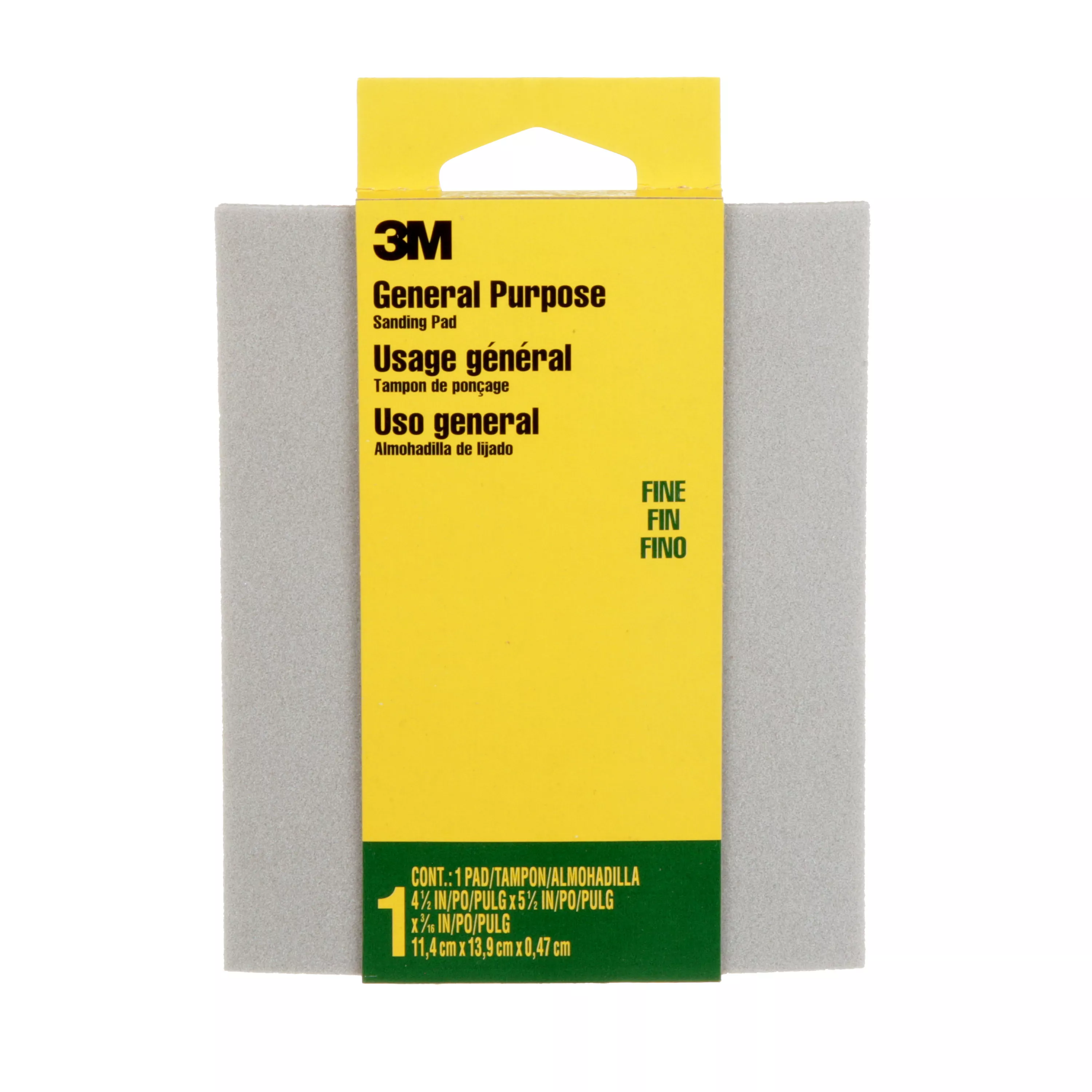 3M™ General Purpose Sanding Pad 917DC-NA, 4 1/2 in x 5 1/2 in x 3/16 in, Fine, 1/pk 24 pks/cs