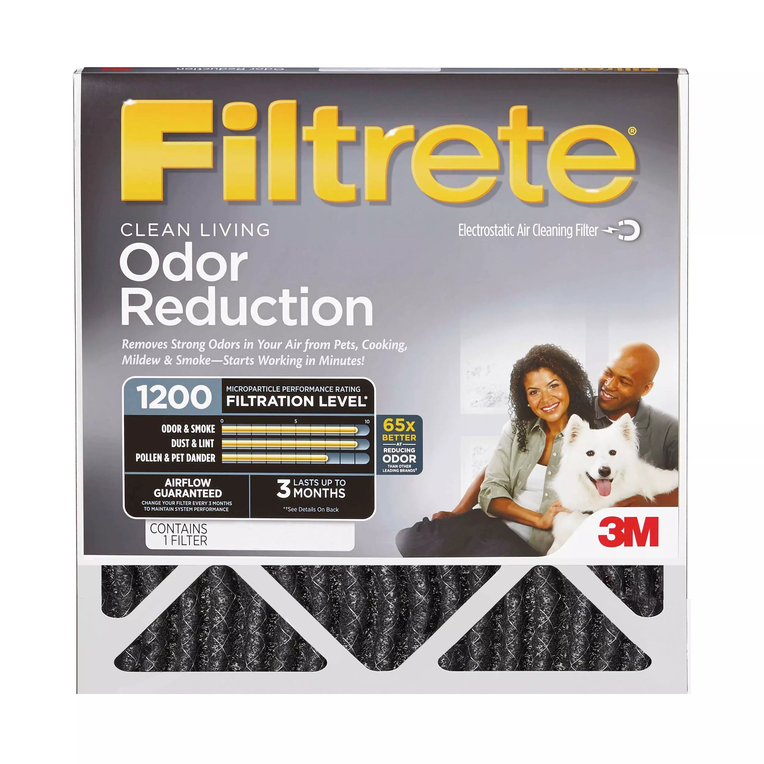 Filtrete™ Home Odor Reduction Filter HOME02-4, 20 in x 20 in x 1 in
(50,8 cm x 50,8 cm x 2,5 cm)