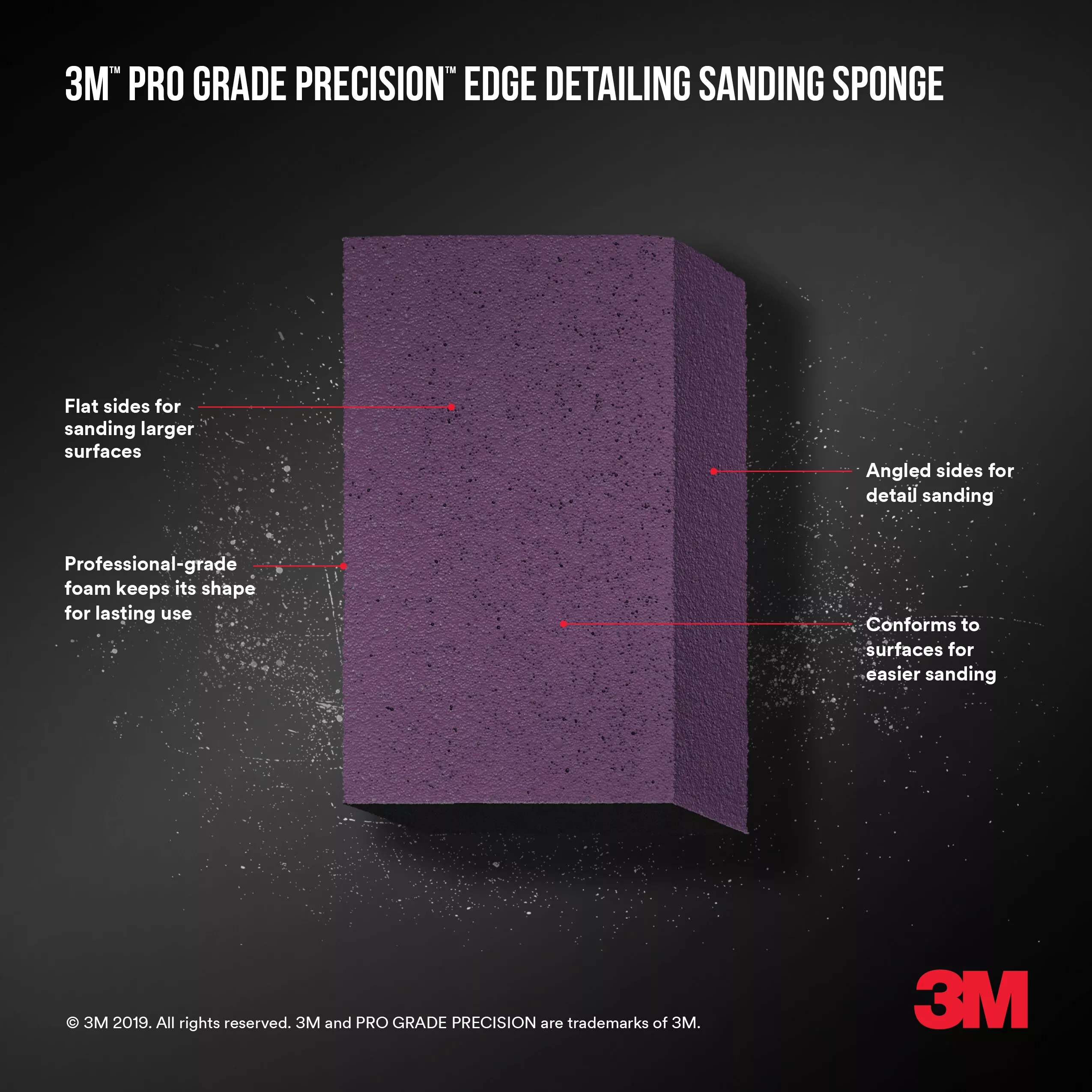 Product Number 24300TRI-M-DA | 3M™ Pro Grade Precision™ Edge Detailing Dual Angle Sanding Sponge
24300TRI-M-DA