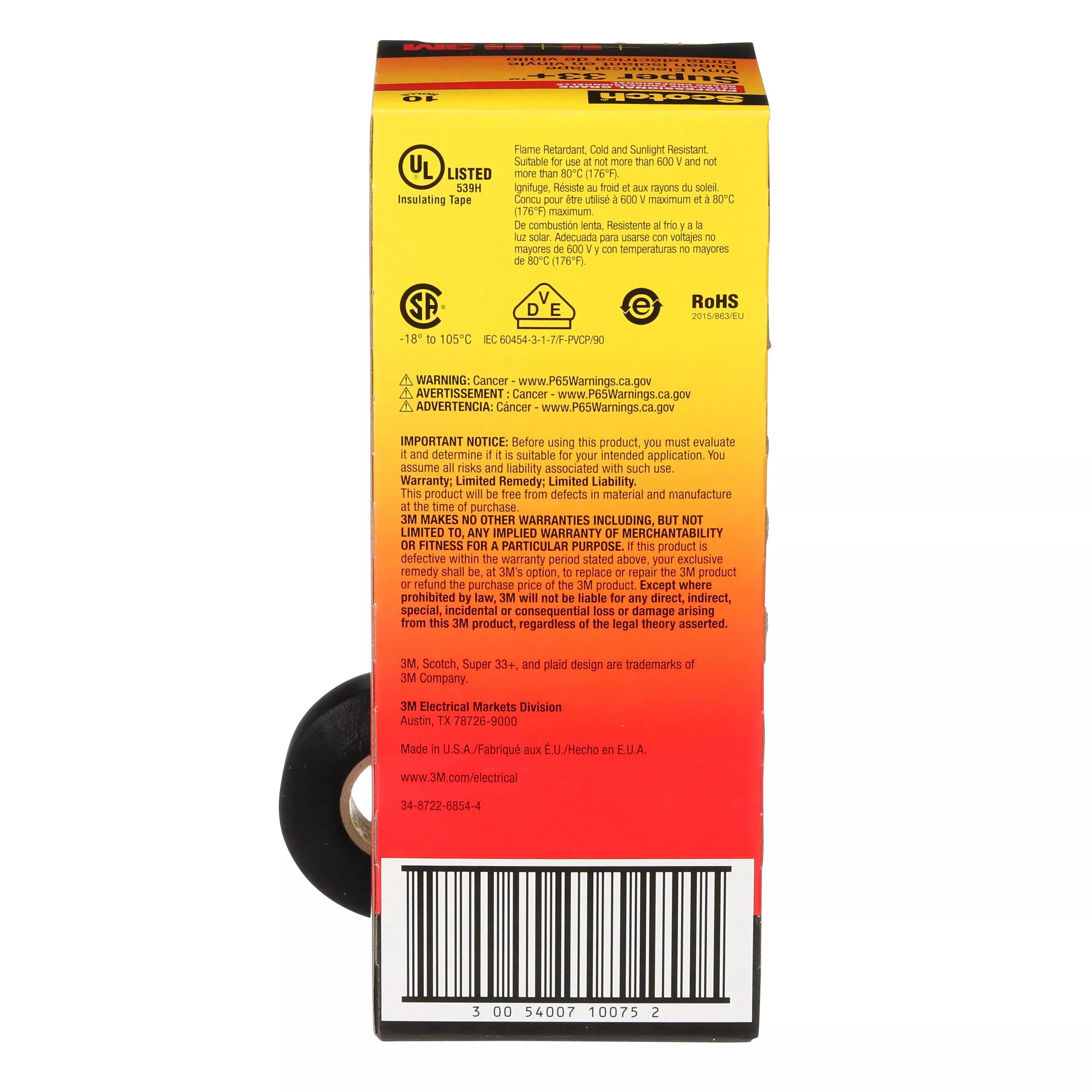 SKU 7010350130 | Scotch® Super 33+ Vinyl Electrical Tape