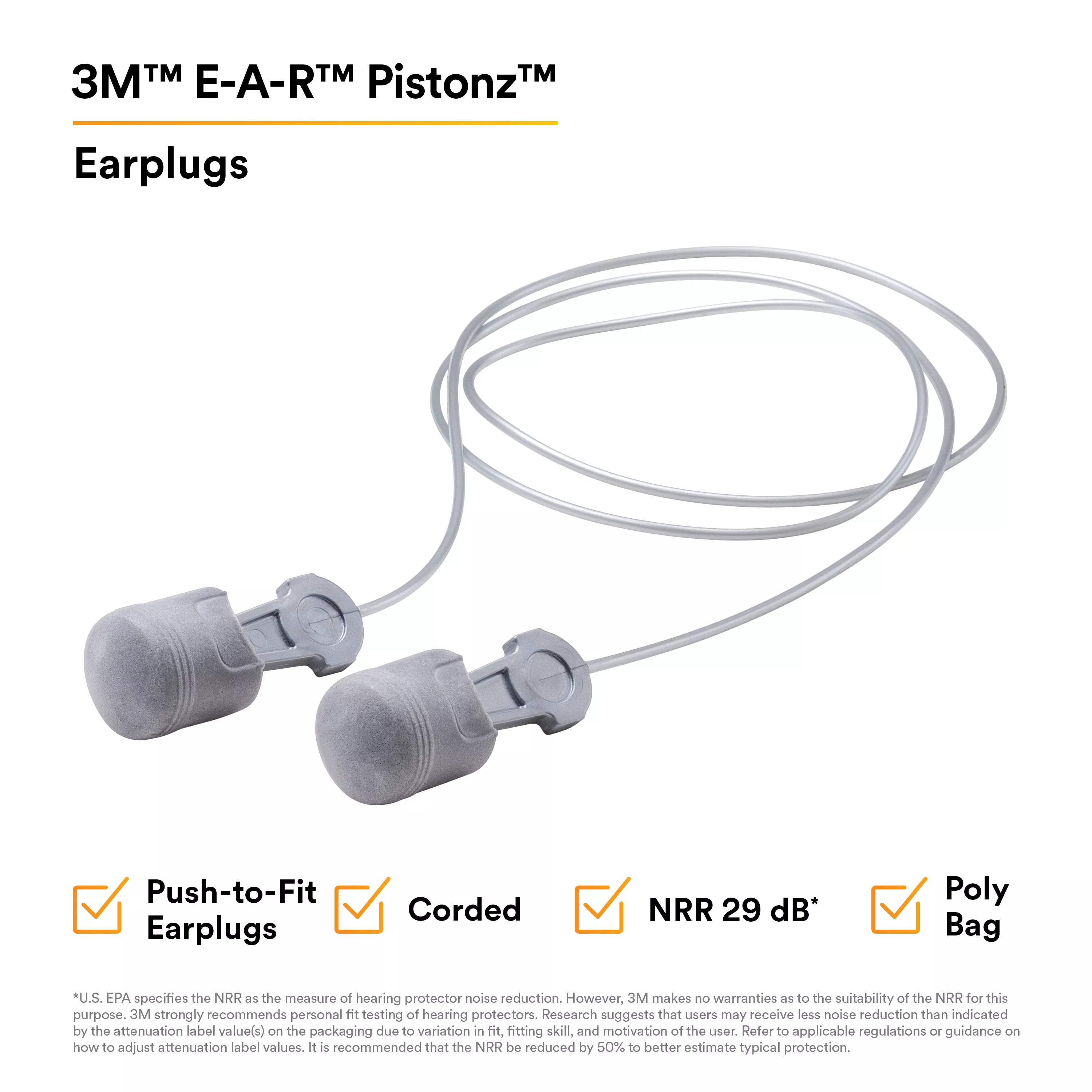 Product Number 01401 | 3M™ E-A-R™ Pistonz™ Earplugs P1401