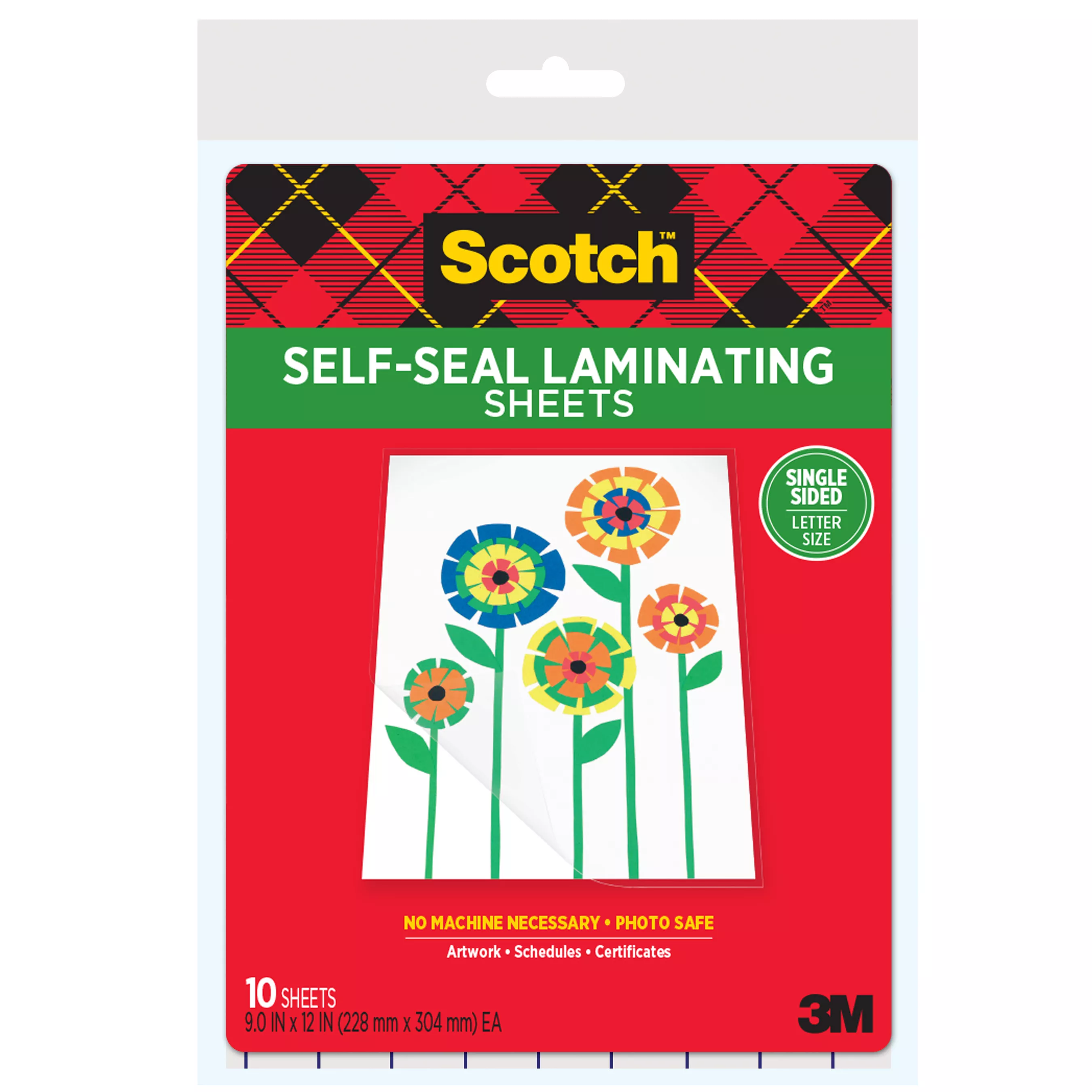 Scotch™ Single-Sided Laminating Sheets LS854SS-10, 9 in x 12 in Letter Size Single Sided