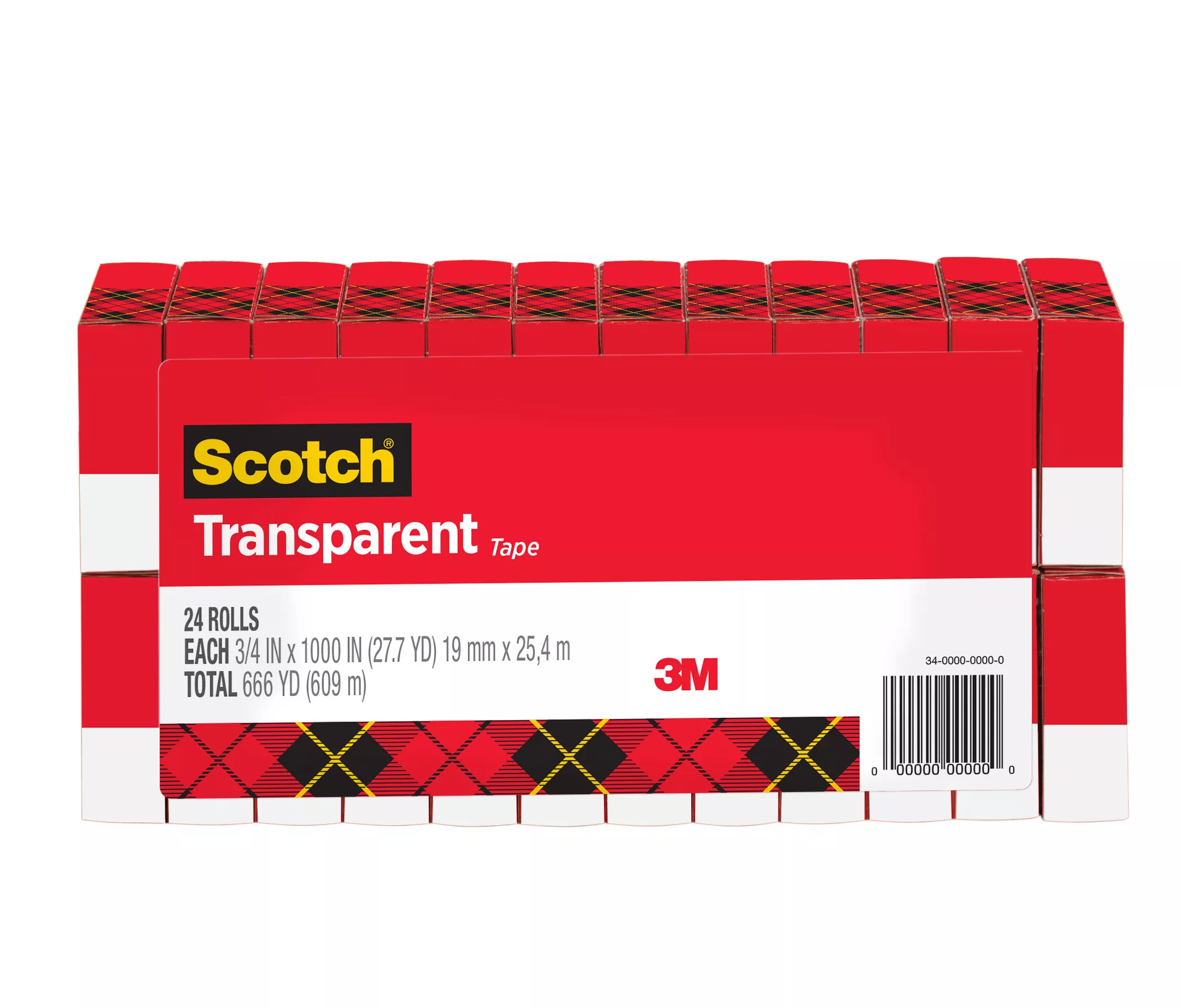 Scotch® Transparent Tape 600K24, 3/4 in x 1000 in x 0 in (19 mm x 25,4)