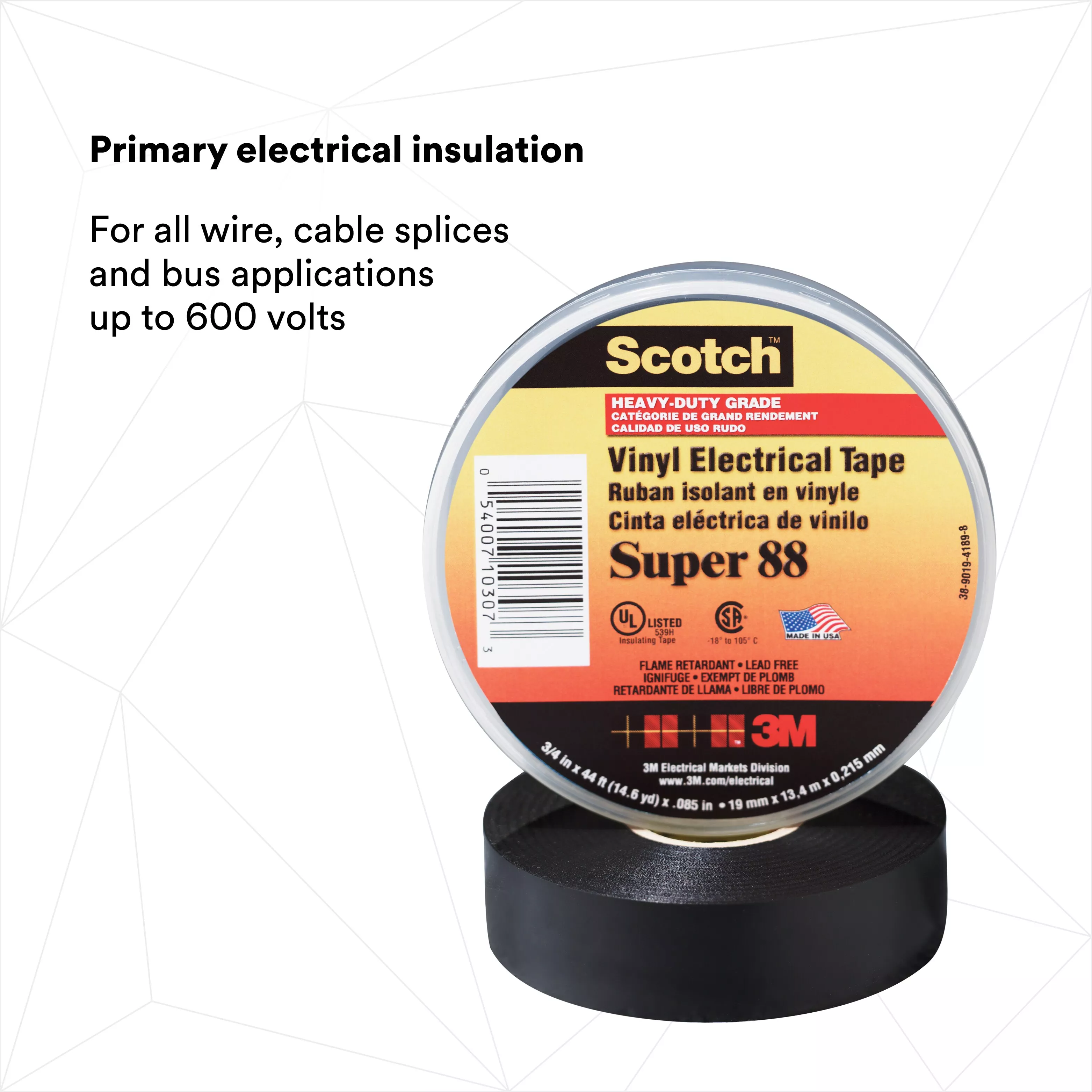 SKU 7000031579 | Scotch® Vinyl Electrical Tape Super 88