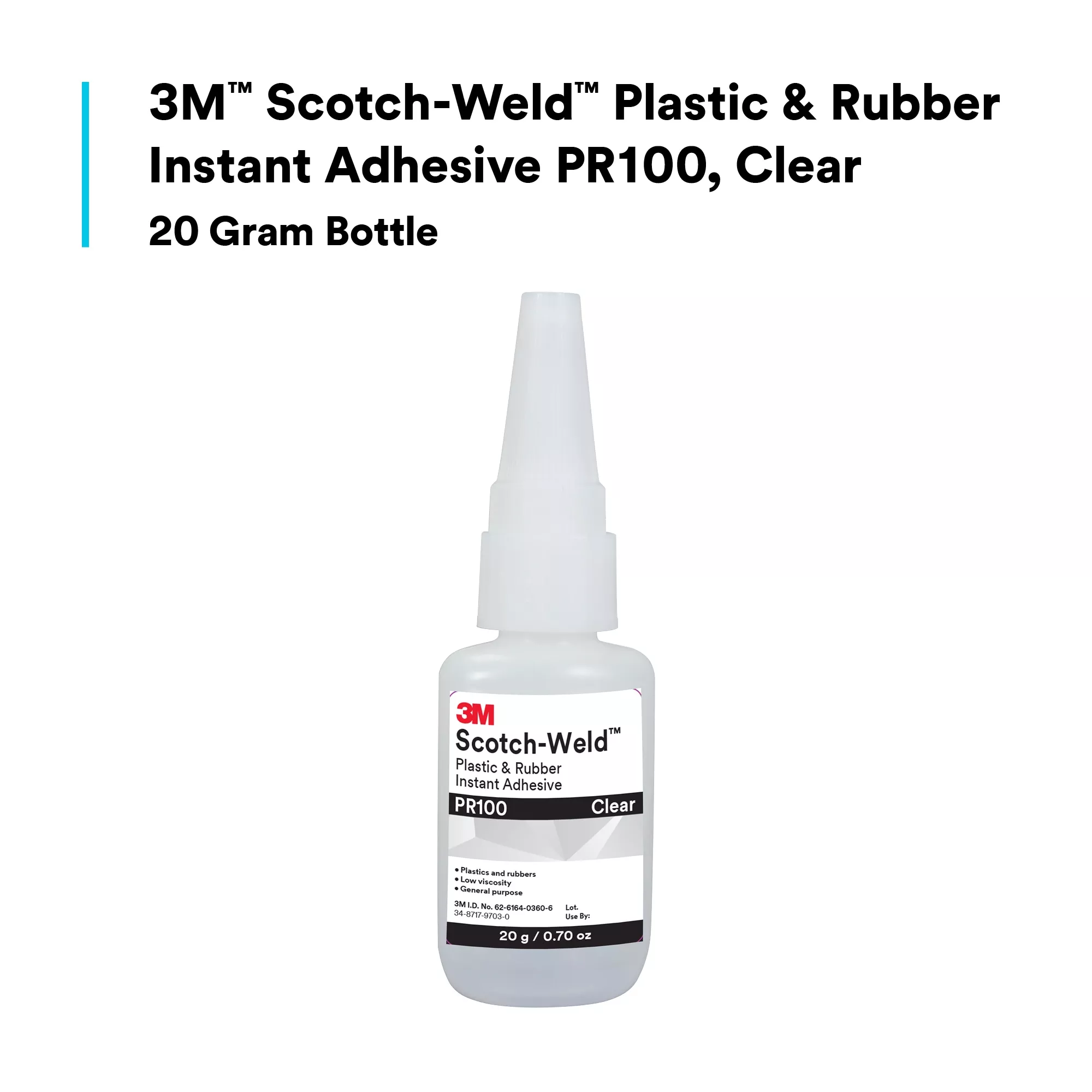 SKU 7100039259 | 3M™ Scotch-Weld™ Plastic & Rubber Instant Adhesive PR100