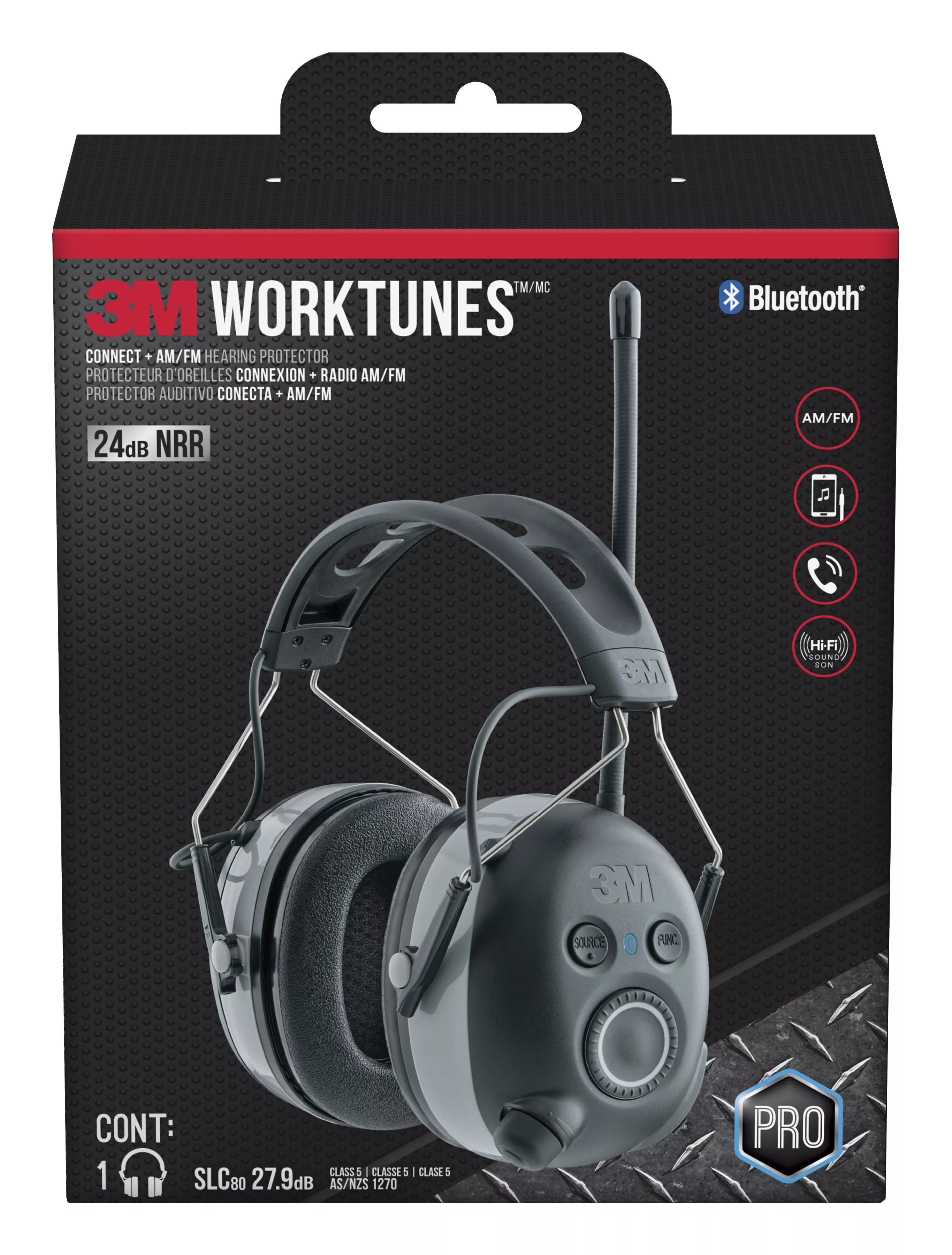 3M™ WorkTunes™ Connect + AM/FM Hearing Protector with Bluetooth® Technology, 90542H1-DC-PS, 3 eaches/case