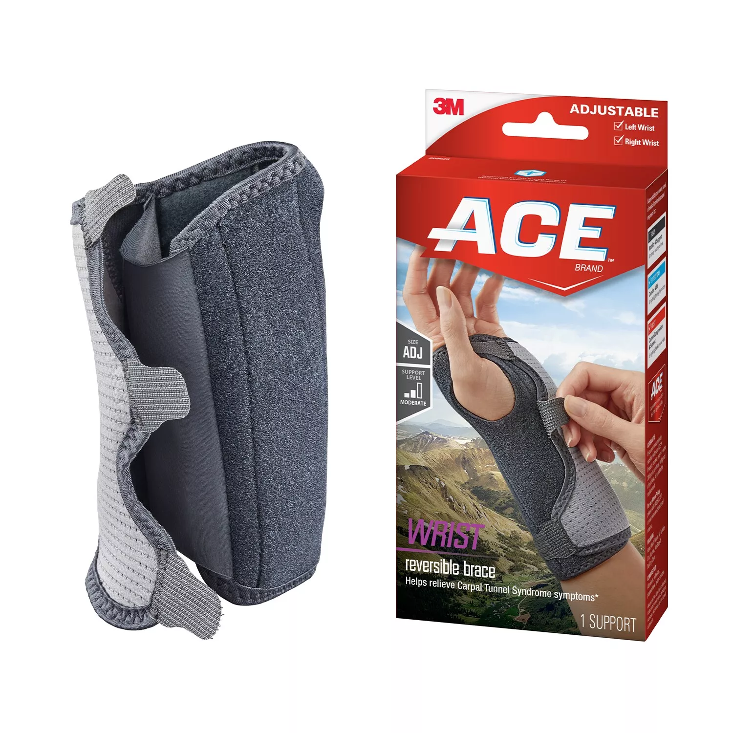 ACE™ Splint Wrist Brace Reversible 209623, One Size Adjustable