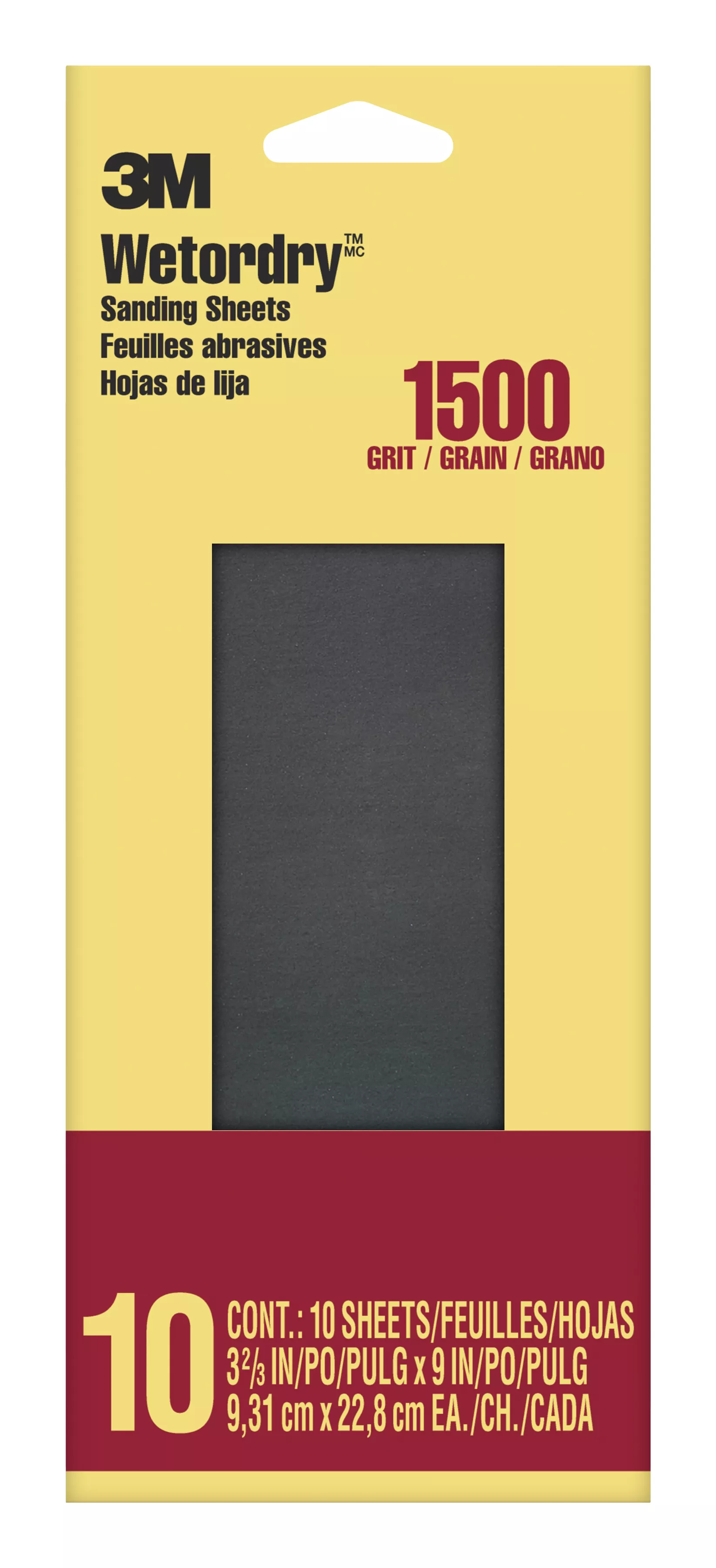 3M™ Imperial™ Wetordry™ Sandpaper 5924-18-CC, 3 2/3 in X 9 in, 1500 grit, 10 sheets/pk, 18 pks/case