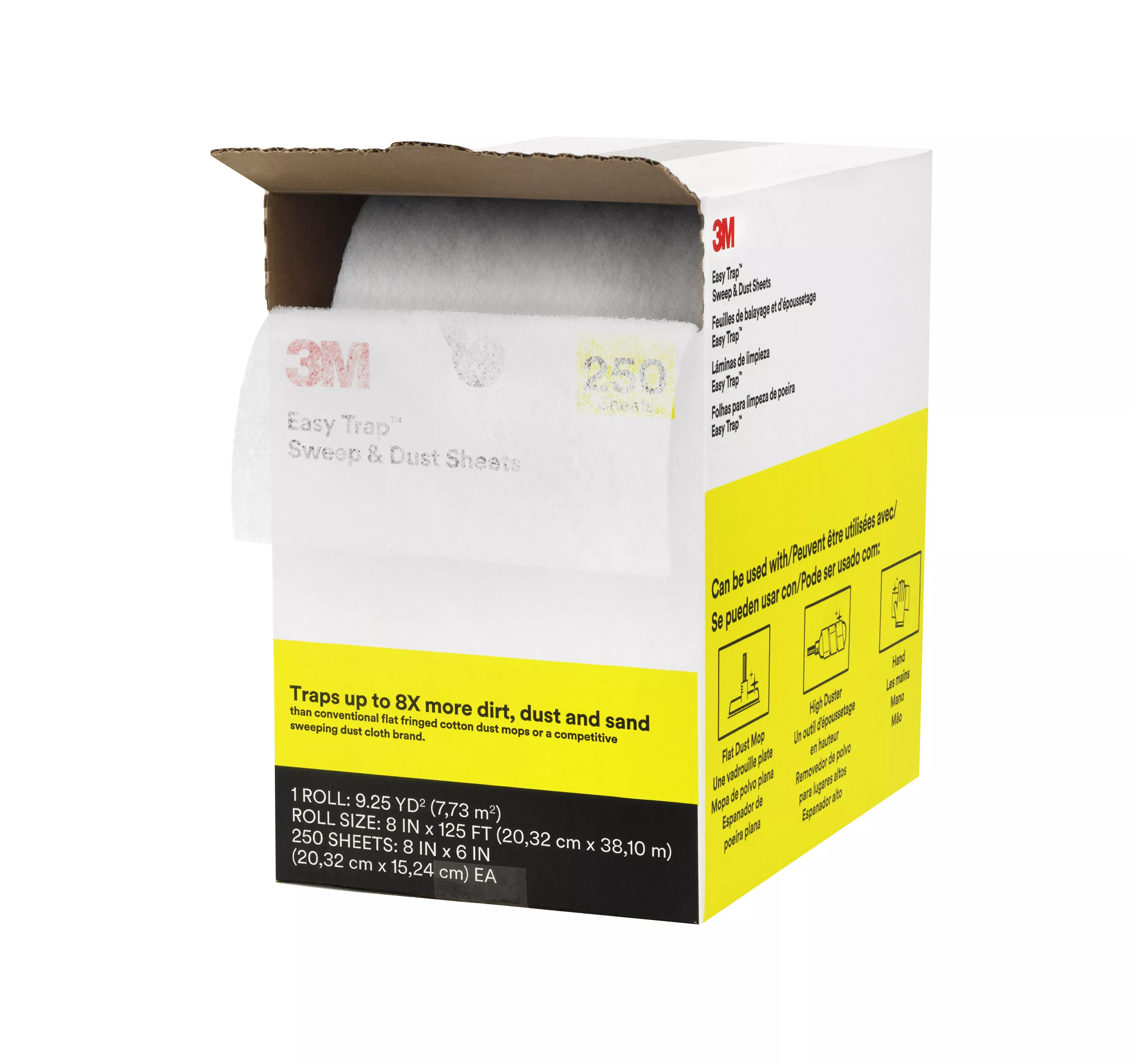 3M™ Easy Trap™ Sweep & Dust Sheets, 8 in x 6 in, 250 Sheets/Roll, 1 Rolls/Case