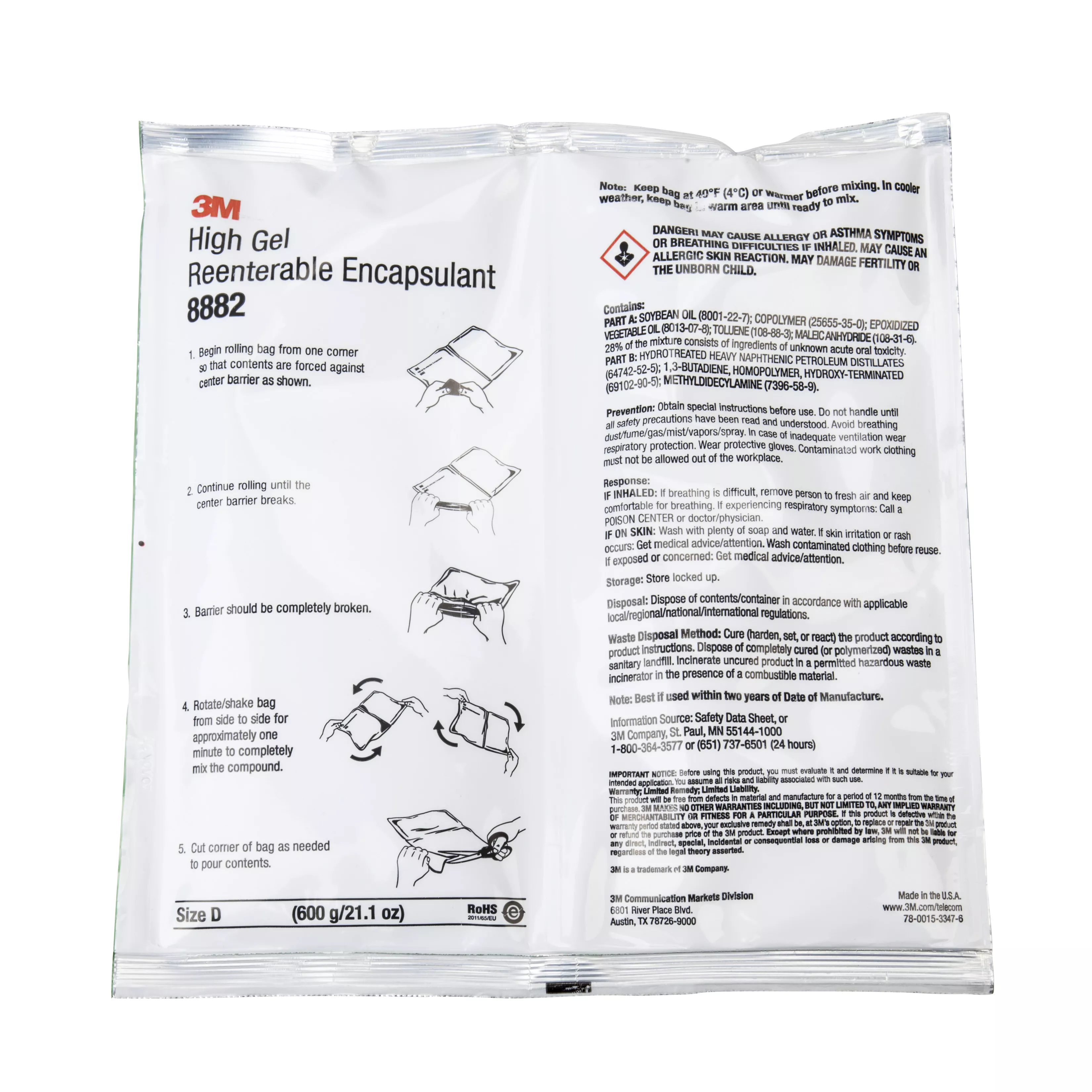 SKU 7100141838 | 8882-SIZE D 600GM/21.2OZ HIGH GEL REENTERABLE ENCAPSULANT