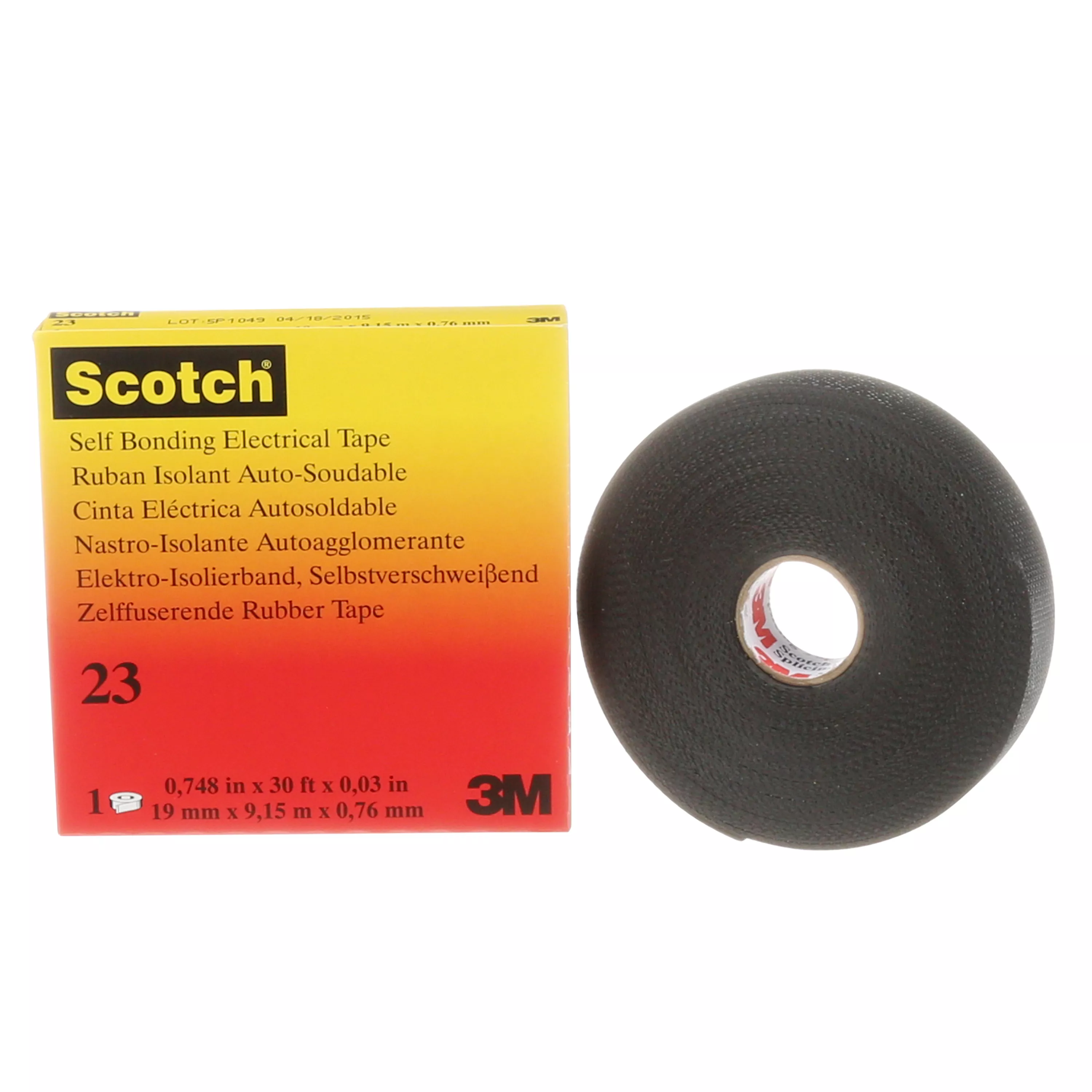 Scotch® Rubber Splicing Tape 23, 3/4 in x 30 ft, Black, 1 roll/carton, 20 rolls/case