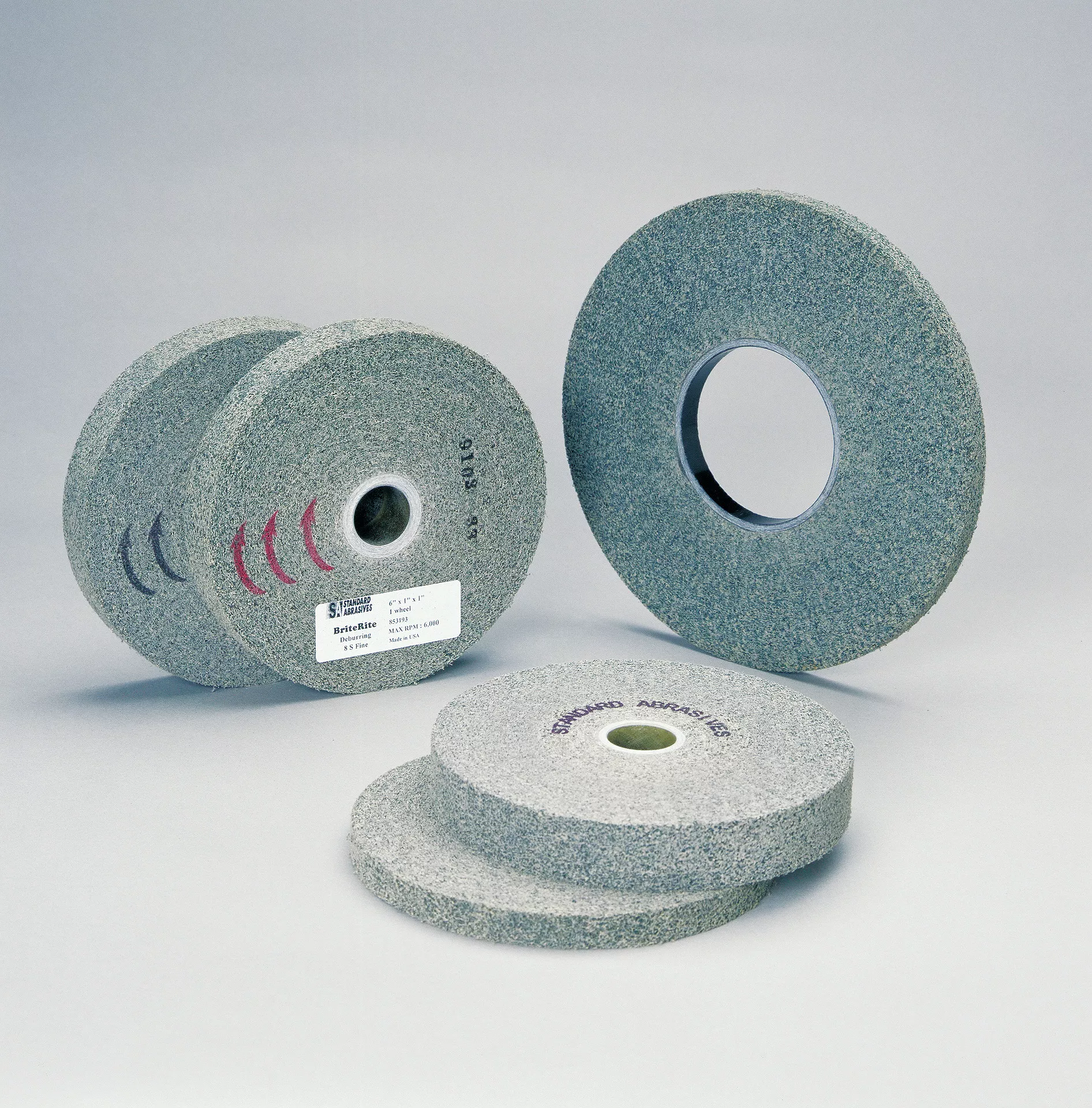 Standard Abrasives™ Deburring Wheel 854193, 6 in x 1 in x 1 in 9S FIN, 3
ea/Case