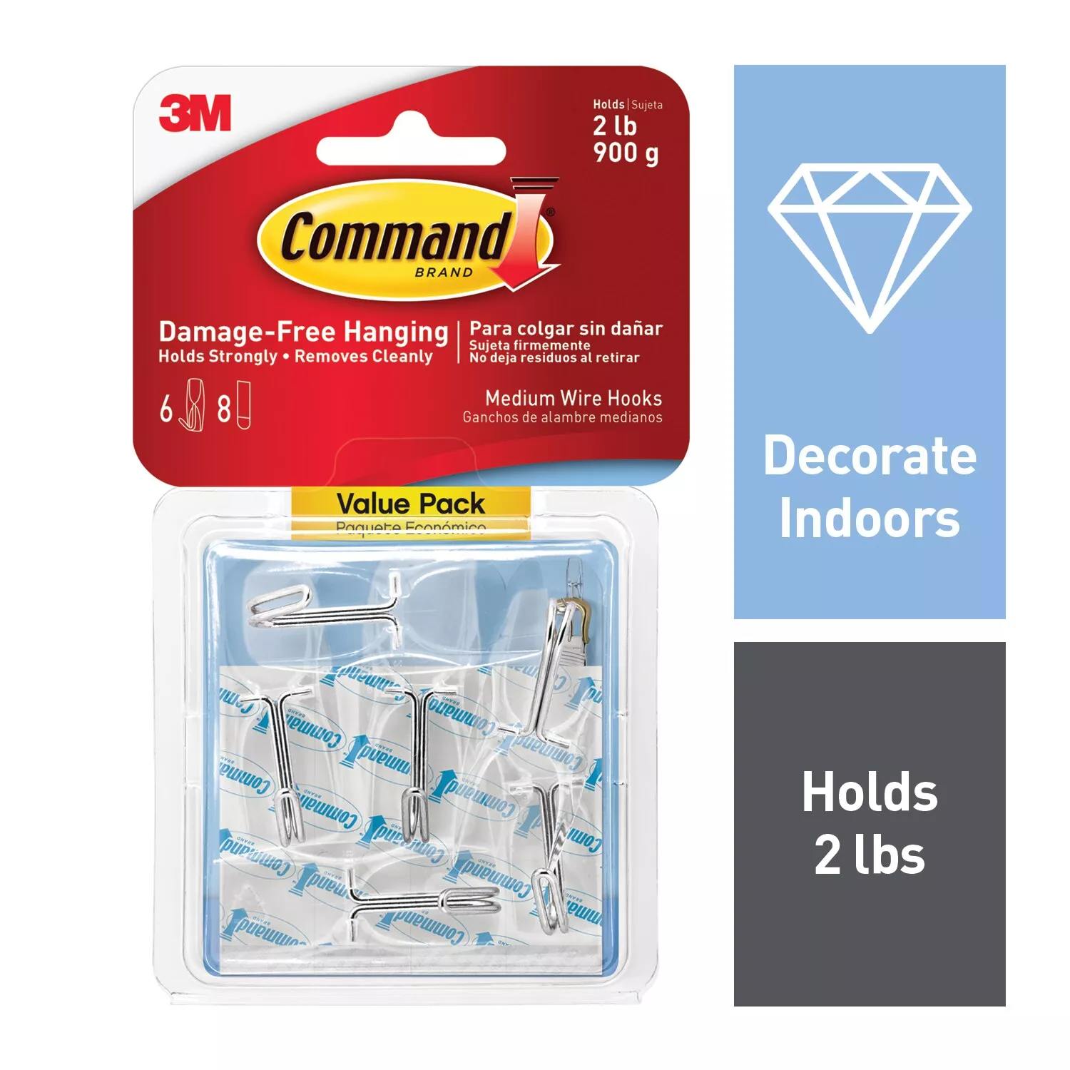 Command™ Medium Clear Wire Toggle Hook Value Pack 17065CLR-VP, 12 Each/Case