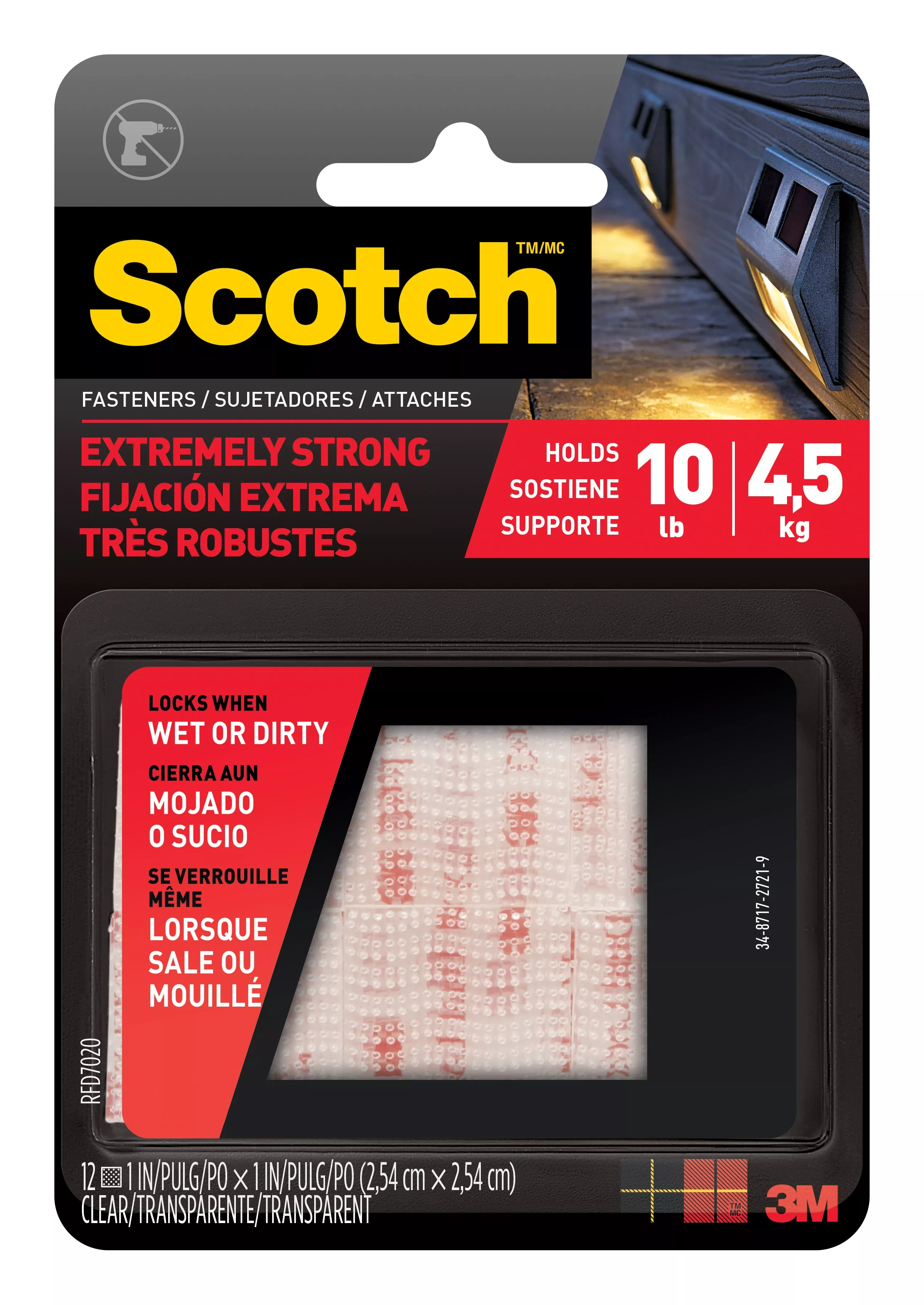 Scotch™ Extreme Fasteners RFD7020, 1 in x 1 in (2.54 cm x 2.54 cm)
