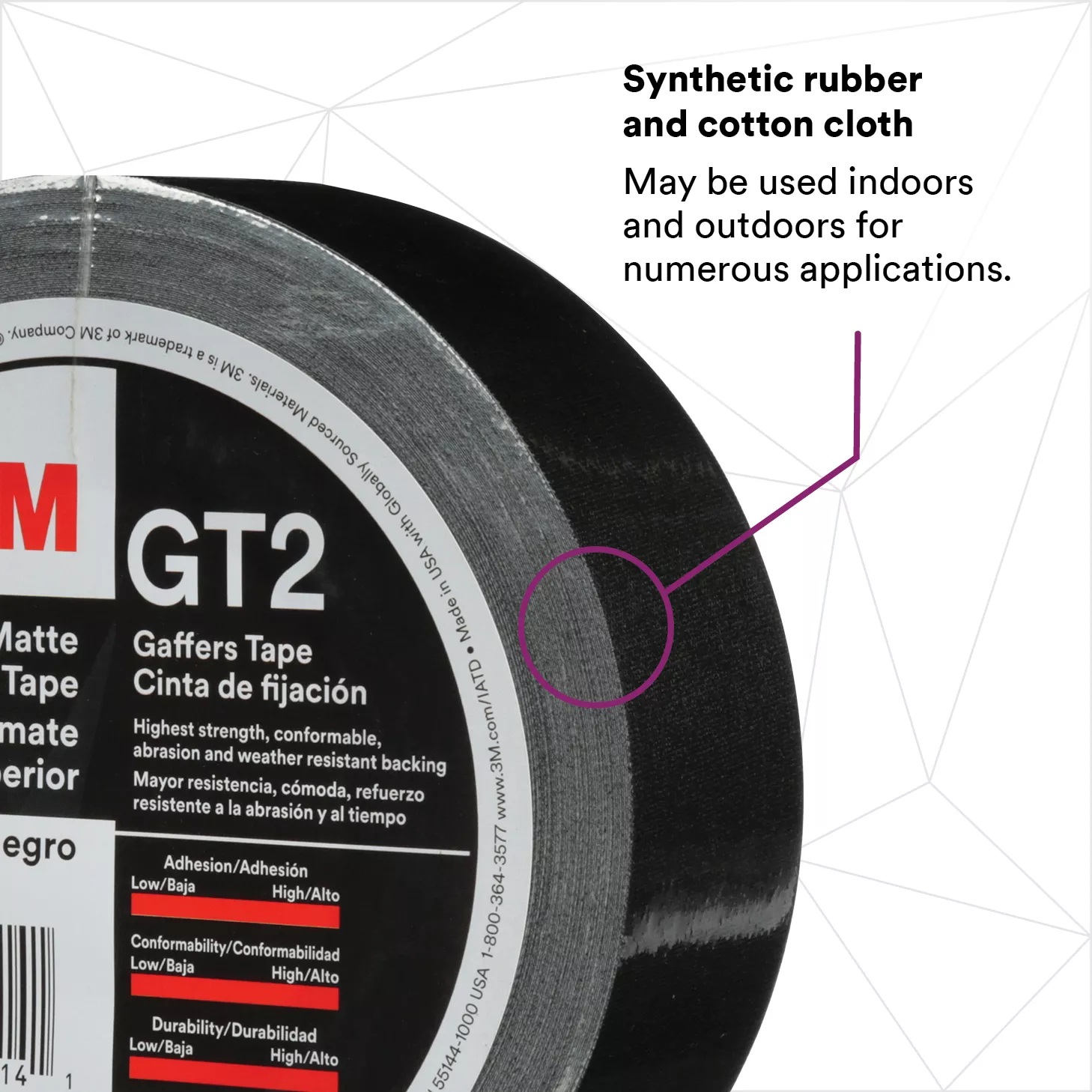 Product Number GT2 | 3M™ Premium Matte Cloth (Gaffers) Tape GT2