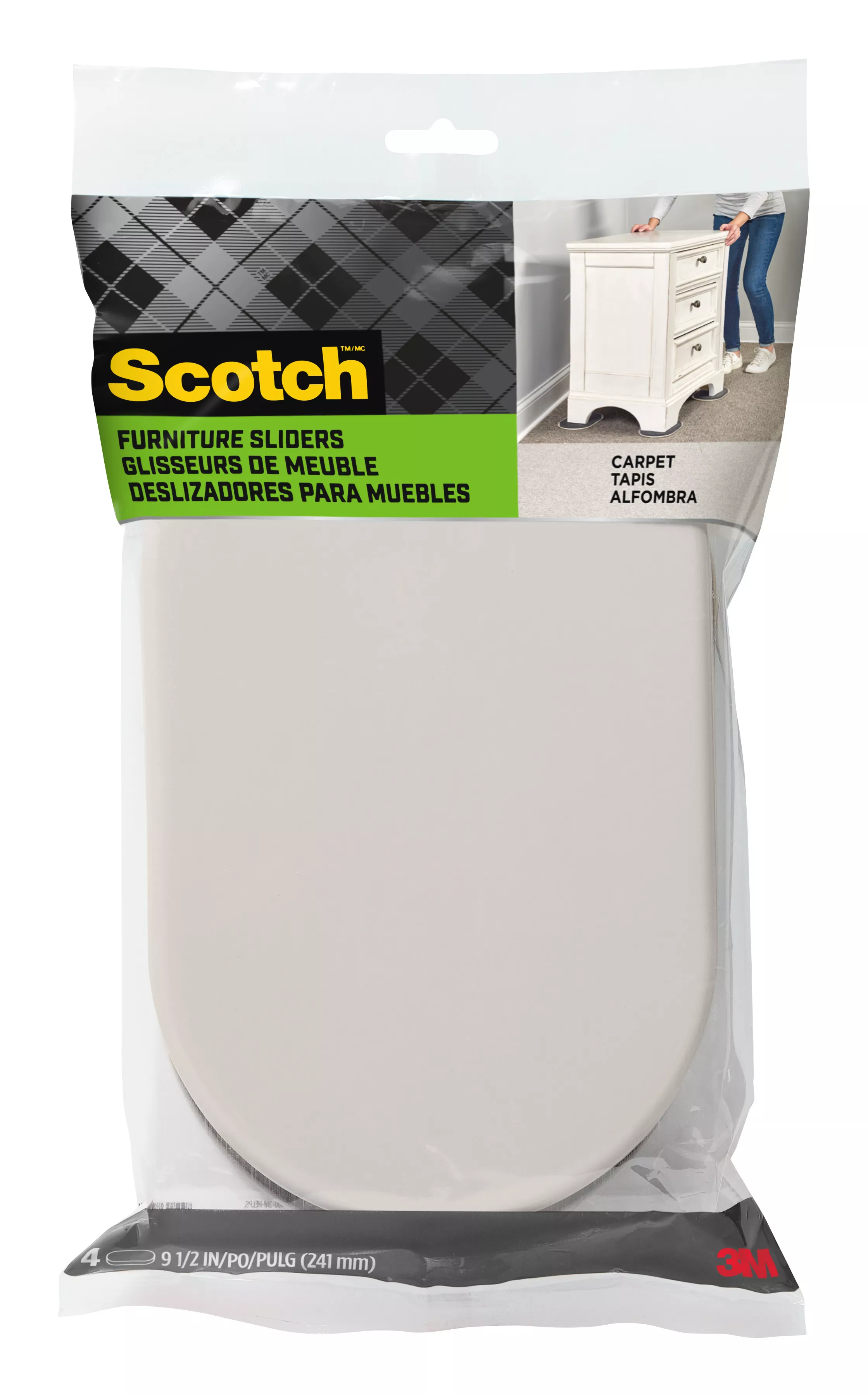 Scotch™ Sliders SP656-NA, Reusable Hard Oval 9.5-In 4/Pk