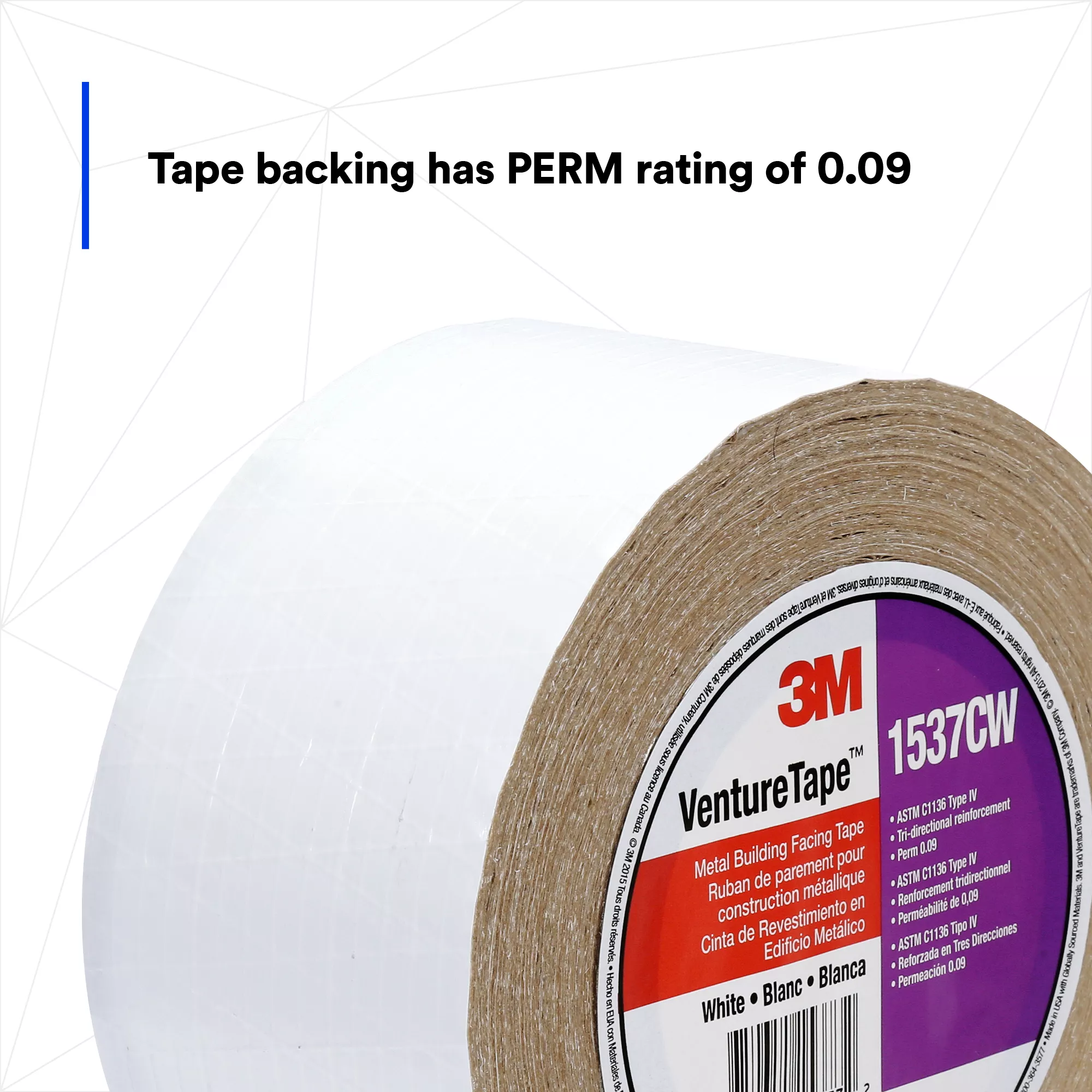 SKU 7100043751 | 3M™ Venture Tape™ Metal Building Facing Tape 1537CW