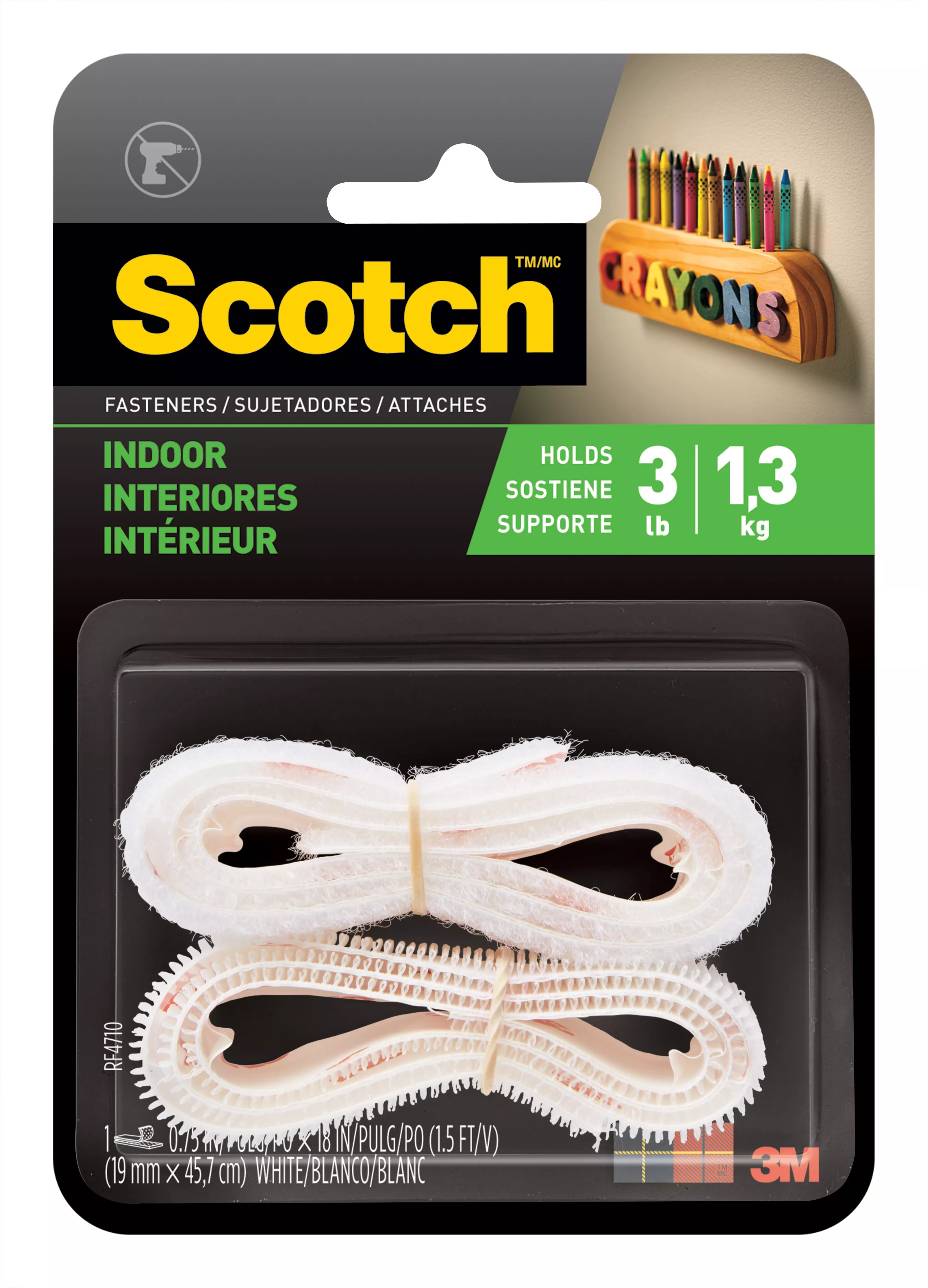 Scotch™ Indoor Fasteners RF4710, 3/4 in x 1.5ft (19,0 mm x 45,7 cm) White 1 Set of Strips